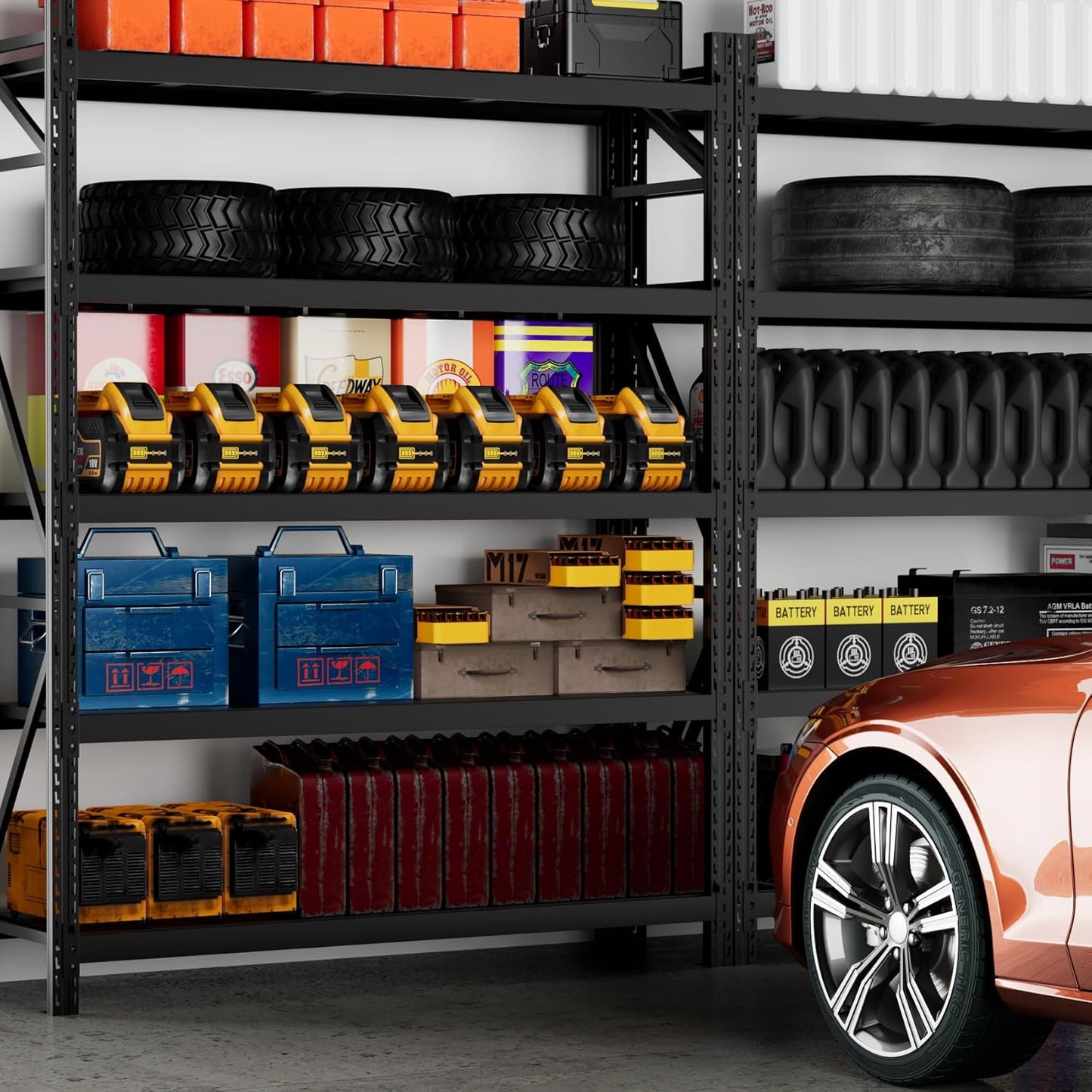 Garage Shelving Heavy Duty - 6.5ft W Extra Large Metal Shelving Units and Storage for 5500lbs, 5tier Adjustable Basement Storage Industrial Shelves Pallet Racking Organizer (23.6"D *78.7"W * 98.4"H)