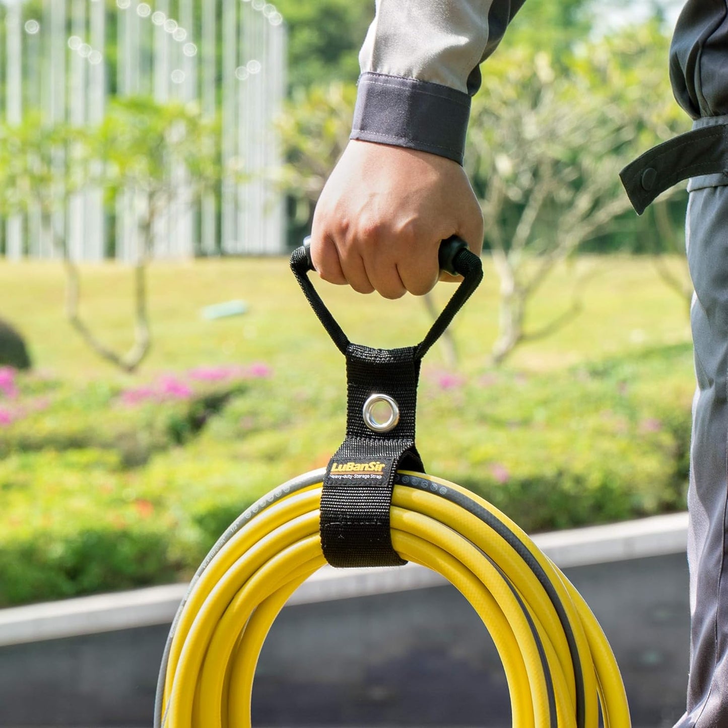 LuBanSir 3 Pack Extension Cord Organizer, 28" Portable Hook and Loop Storage Straps with Grommet Fit Extension Cords, Cables, Ropes, Garden Water Hoses Carrying and Hanging