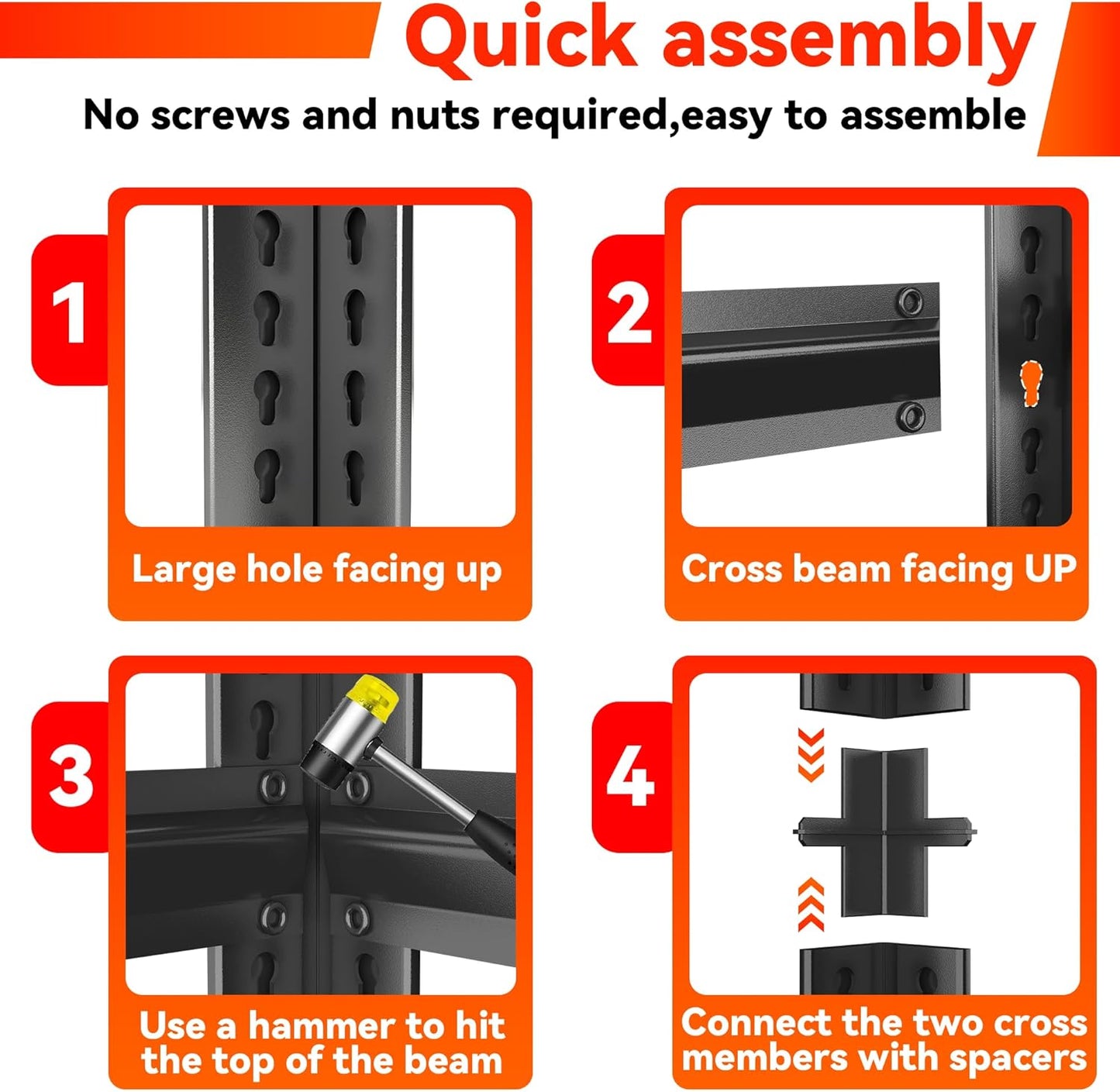 63"H Garage Shelving 2400LBS Capacity Heavy Duty Storage Shelves, Adjustable 4 Tier Metal Industrial Shelf for Kitchen, Utility Room, Warehouse and Basement,13.78'' Dx35.43'' Wx63'' H, Black