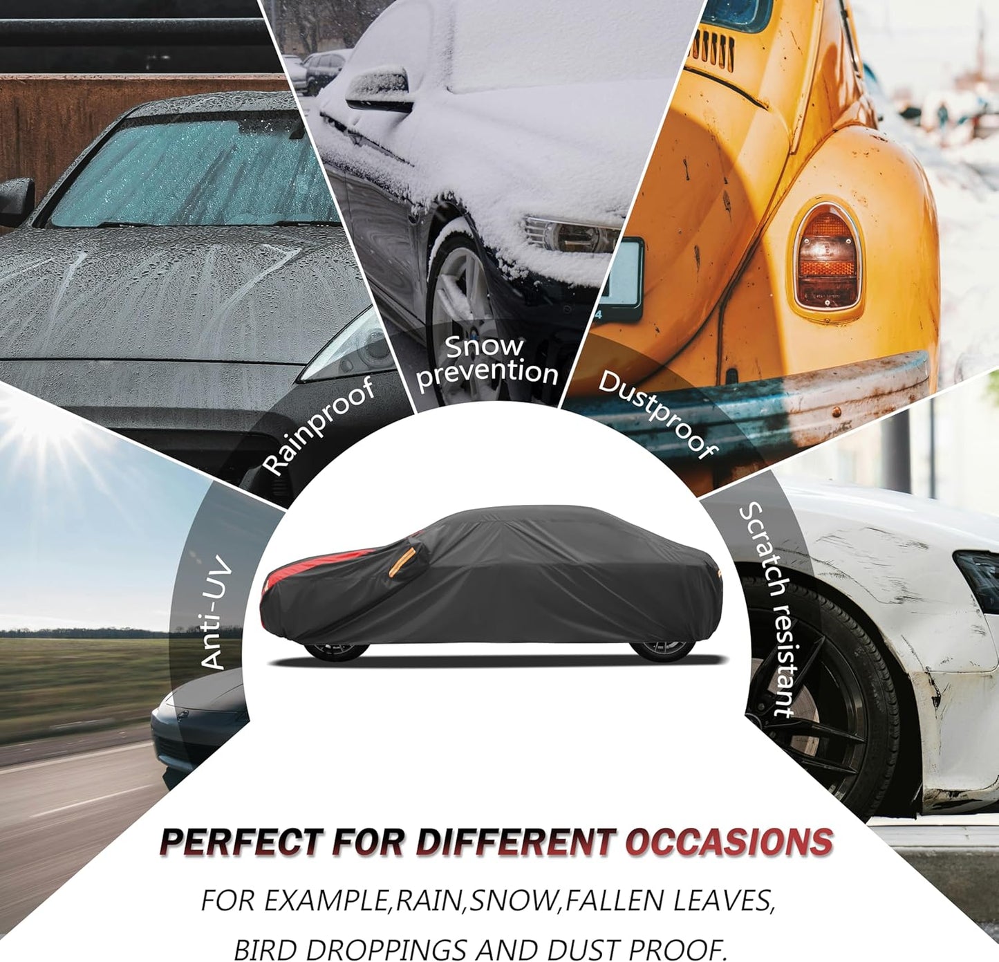 Car Cover Automobiles Waterproof All Weather for for Sports Coupe Fit Coupe BMW 6 Series/7 Series/i7,Chevrolet Bel Air/Chevelle,Dodge Challenger etc.(See Size Chart)