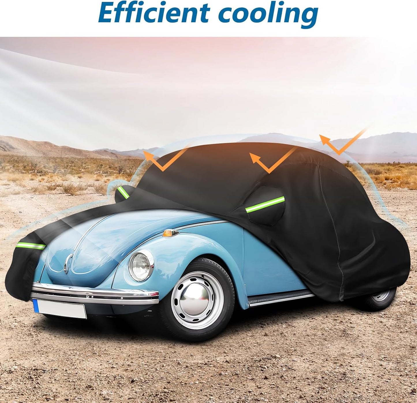 Custom Fit for Volkswagen Beetle Bug 2-Door 1960-1980 Sedan Car Cover Waterproof Heavy Duty All-Weather Protection with Door Zipper & Storage Bag