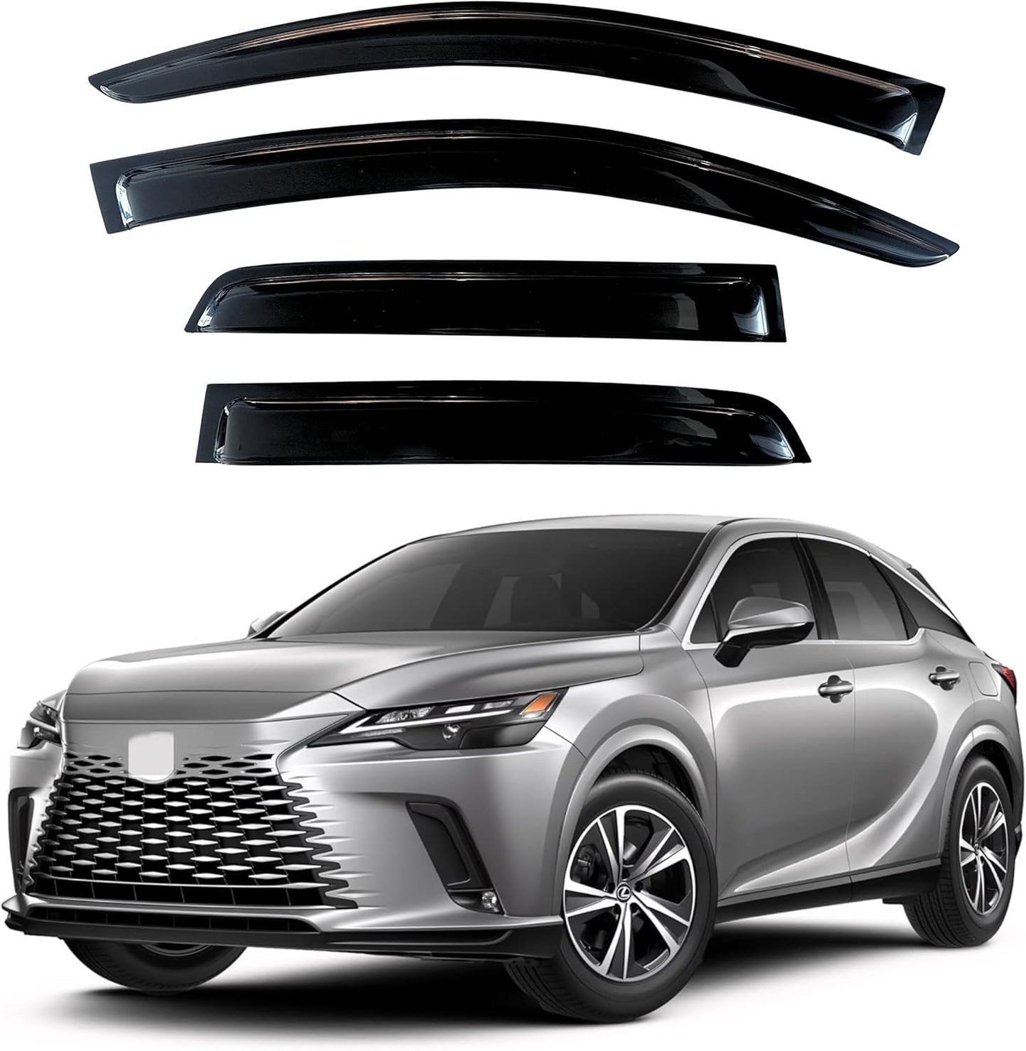 KPY Window Visor Compatible with Lexus RX350 RX350h RX500h 2023-2025, 4PC Rain Guard Side Window Vent Deflectors Tape-On Style, 2023 2024 2025
