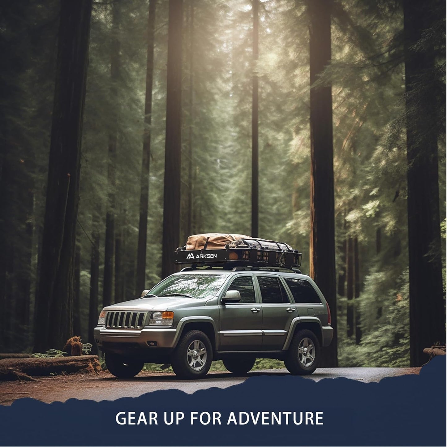 ARKSEN 43 x 39 x 6 Inch Universal 150LB Heavy Duty Roof Rack Cargo with Cargo Net, Car Top Luggage Holder Carrier Basket with Extension for SUV, Truck, & Car Steel Construction