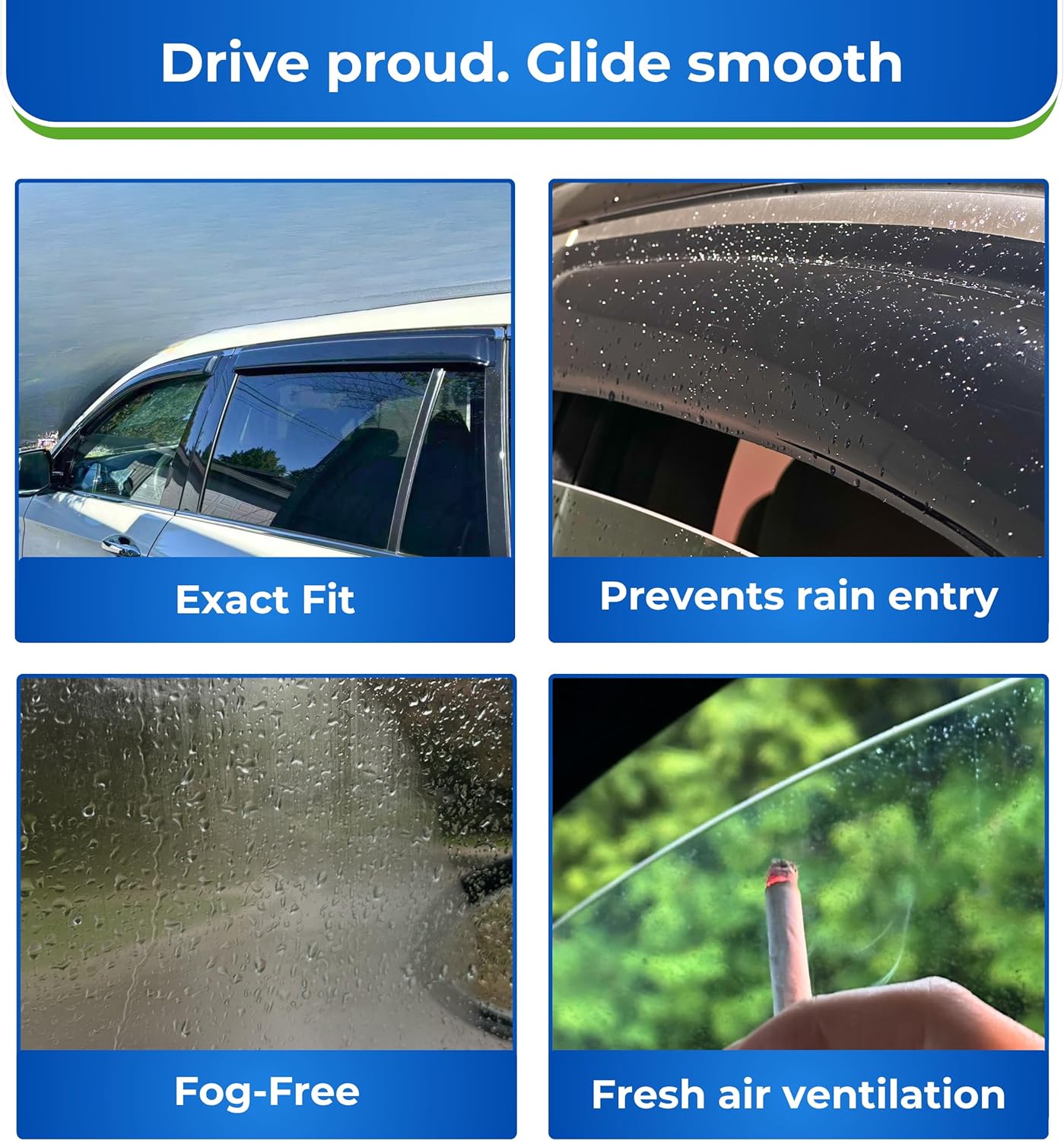 KPY Window Visor Compatible with Chevrolet Chevy Sonic Hatchback 2012-2020 (5-Door), 4PC Rain Guard Side Window Vent Deflectors Tape-On Style, 2012 2013 2014 2015 2016 2017 2018 2019 2020