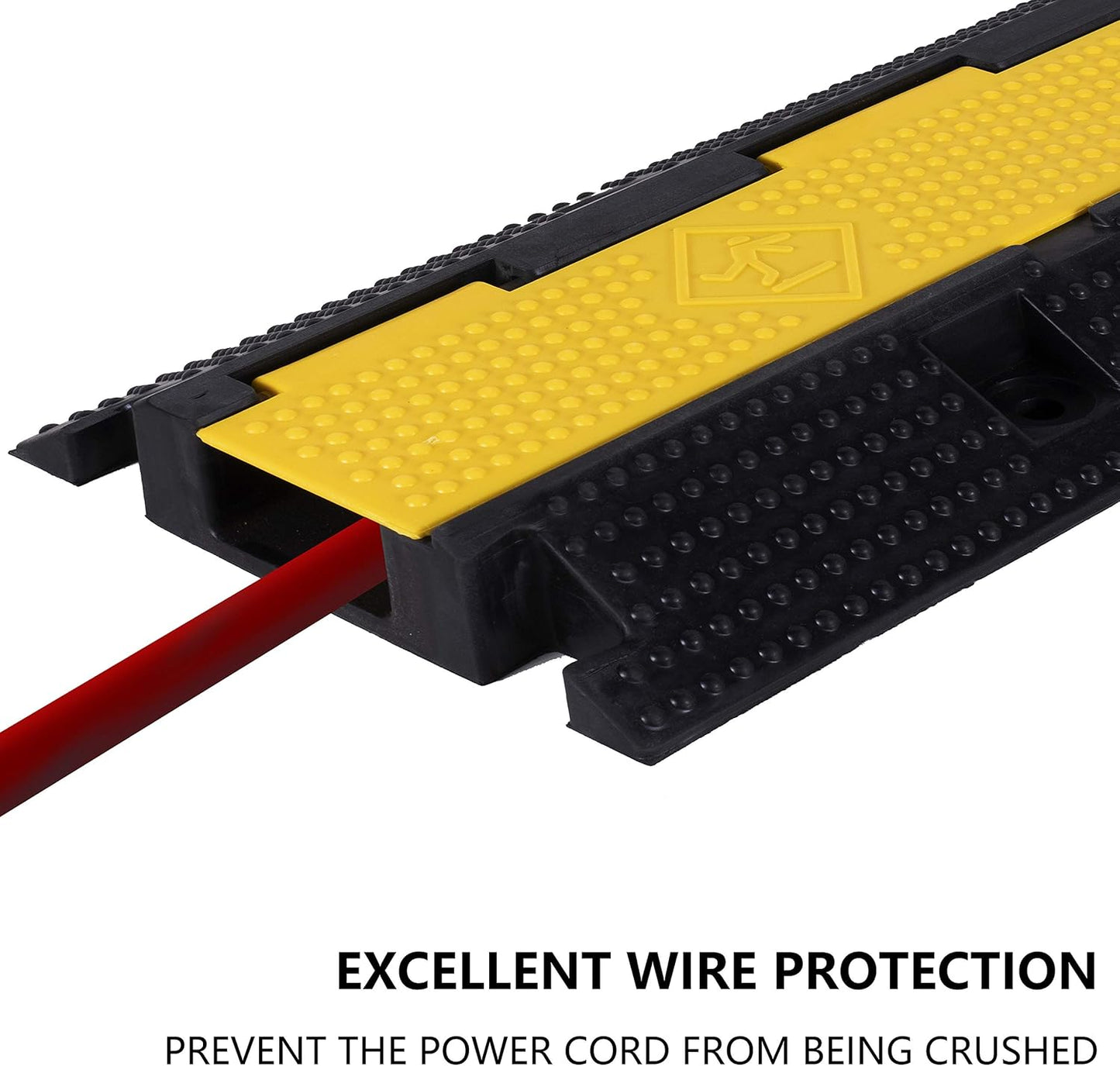 2 Pack Rubber Cable Ramp Hose Cable Protector Ramp 1 Channel 22000Lbs Load Capacity Traffic Speed Bump Wires Power Lines Extension Cord Cover for Indoor Outdoor