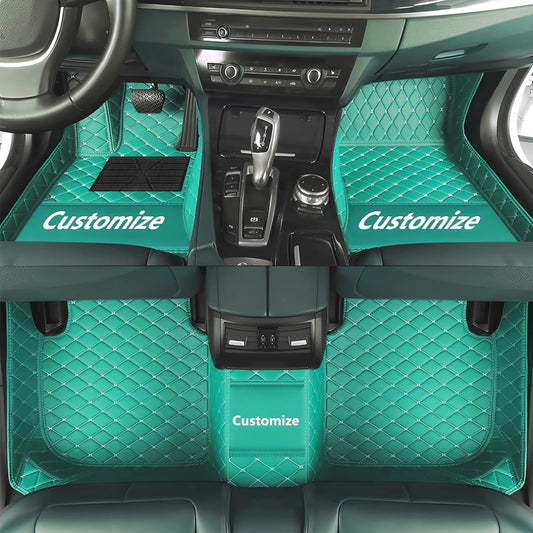 Custom Personalized Floor Mats for Cars，Luxury Full Coverage All Car Floor Mats，Anti-Slip Leather Car Mat Set ，Custom Floor Mats for 99% of Cars, Trucks & SUVs. (Sky Blue)