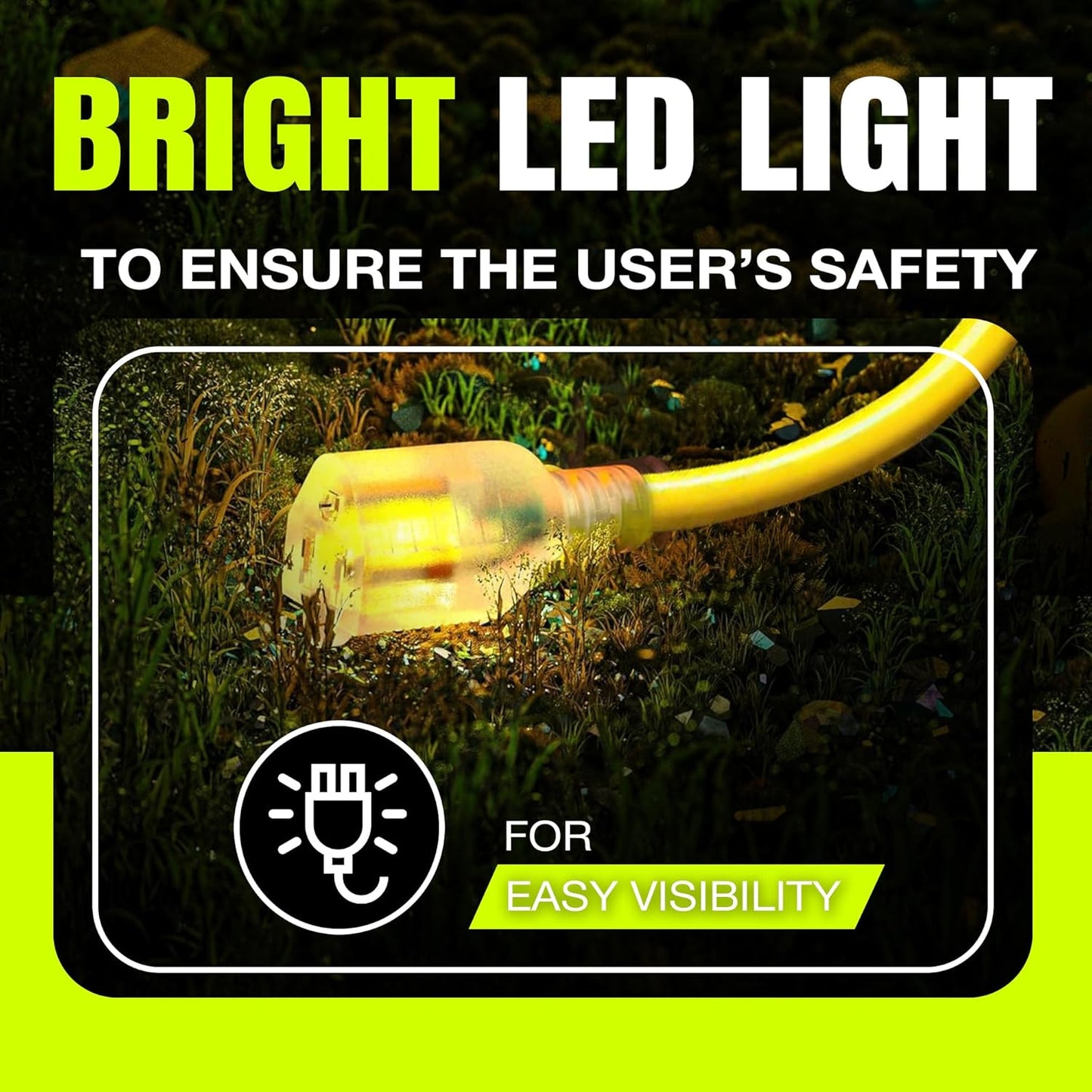 75ft Outdoor/Indoor Extension Cord 12/3 Gauge Extra Heavy Duty 3 Prong SJTW, Waterproof, Flexible Cold-Resistant Long Power Cord,15A 125V 1875W, Yellow by LifeSupplyUSA