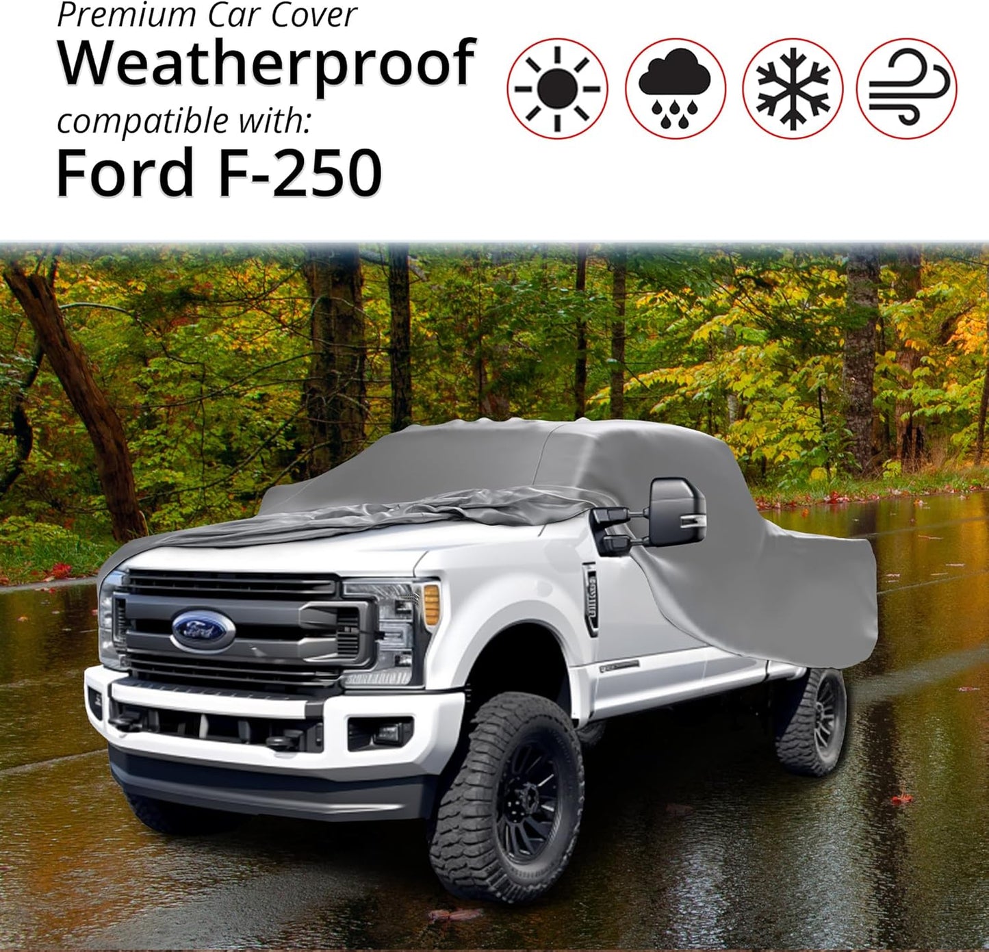 Car Covers Weatherproof Max Truck Cover & Warranty Compatible with Ford 2022-2024 F-250 Crew Cab, 6.75– Outdoor Cover, Prevents Theft with Cable Lock