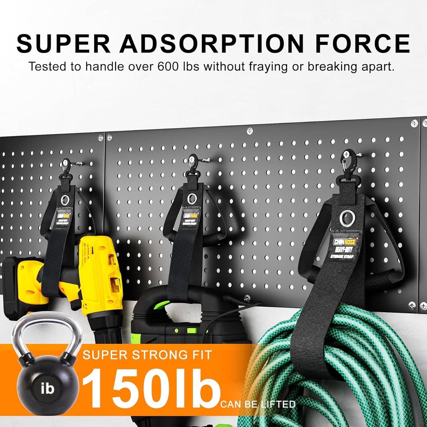 Extension Cord Holder Organizer 3 in 1 Multifunction, 4 PCS Heavy Duty Storage Straps with Carrying Handle and Grommet Fit Extension Cords, Cables, Ropes, Garden Water Hoses Carrying and Hanging