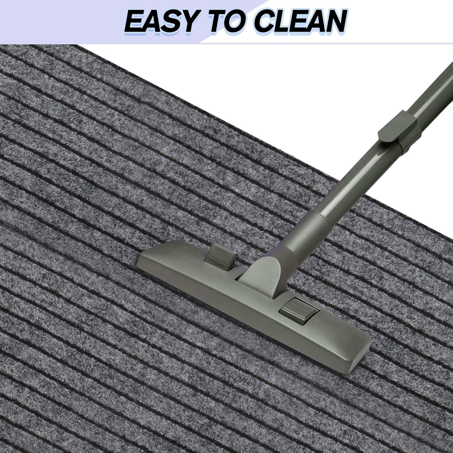 Custom Size Backed Non-Slip Area Rugs Runner, Easy Clean, Waterproof Runner Rugs for Hallway Entryway, Kitchen, Laundry, 2FT x 36FT, Gray Stripe