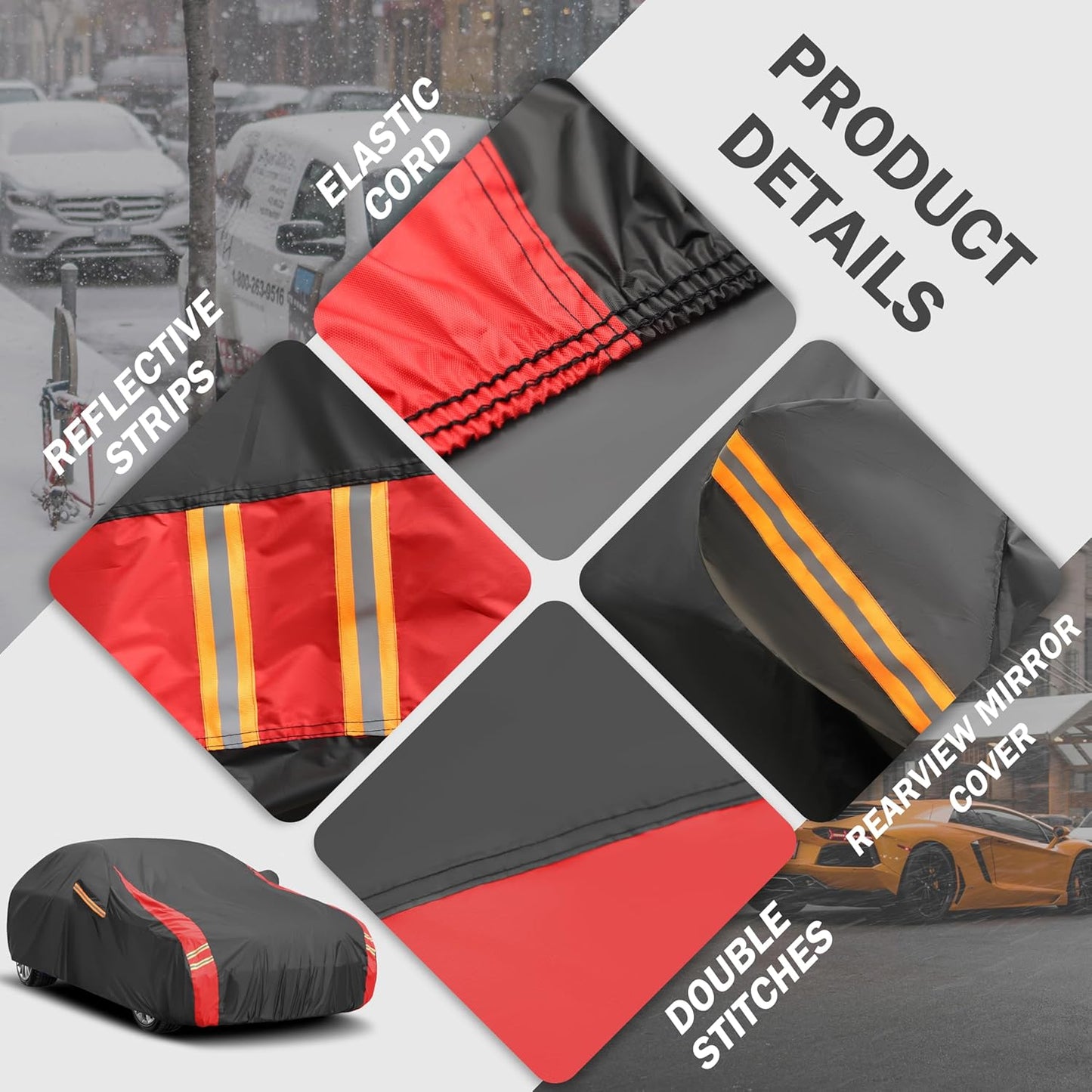 Car Cover Waterproof All Weather for Automobiles (1 Sedan Car Cover, A5 Fit Sedan Length Up 194-206 inch)