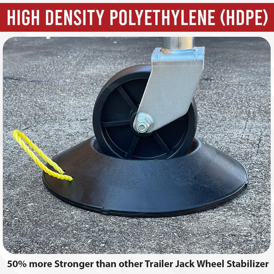 USA Made Improved Unbreakable Wheel Dock with Rope Handle – 50% Stronger Than Others – Prevents Trailer Wheel from Sinking or Moving – Easy to Store & Transport
