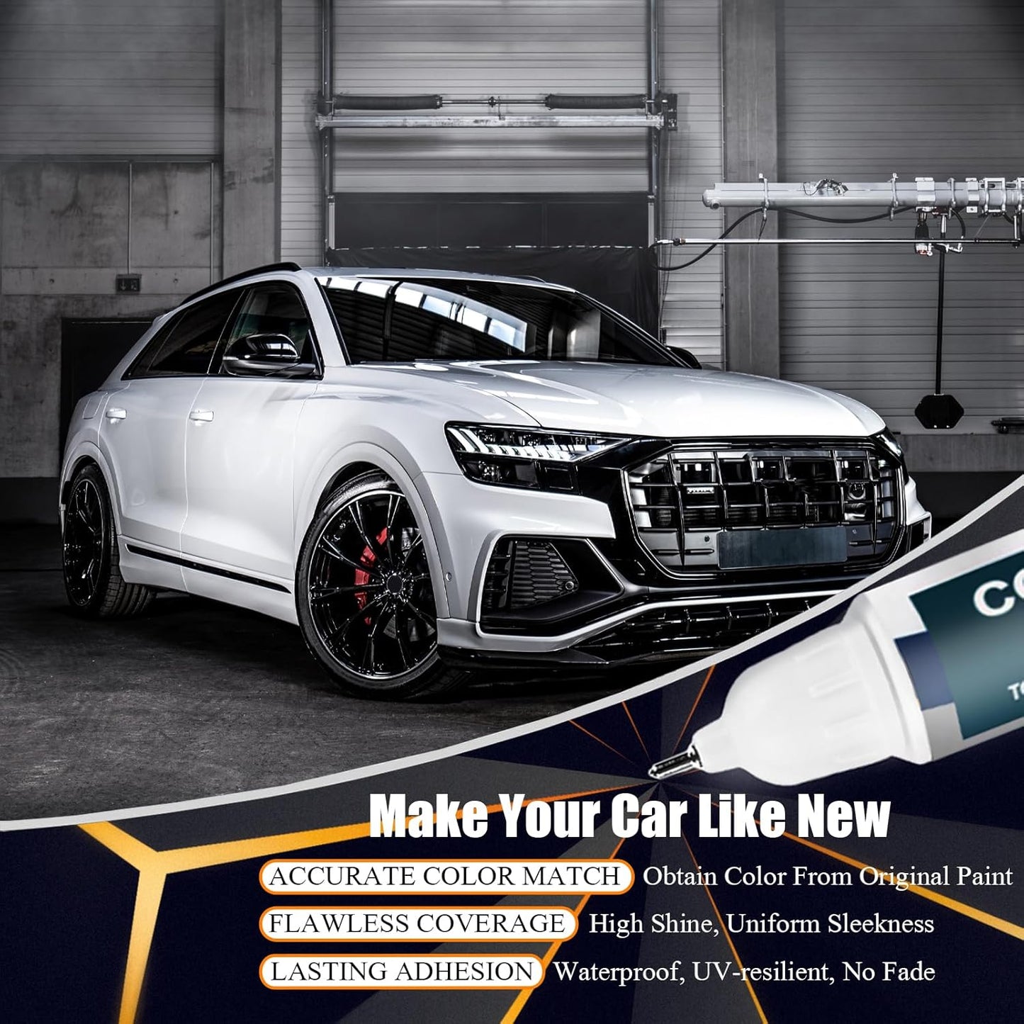Carrara White(LC9A) Touch Up Paint Compatible with Audi, Car Paint Pen Scratch Repair Two-In-One Touch Up Paint, Premium Car Scratch Remover for Deep Scratches
