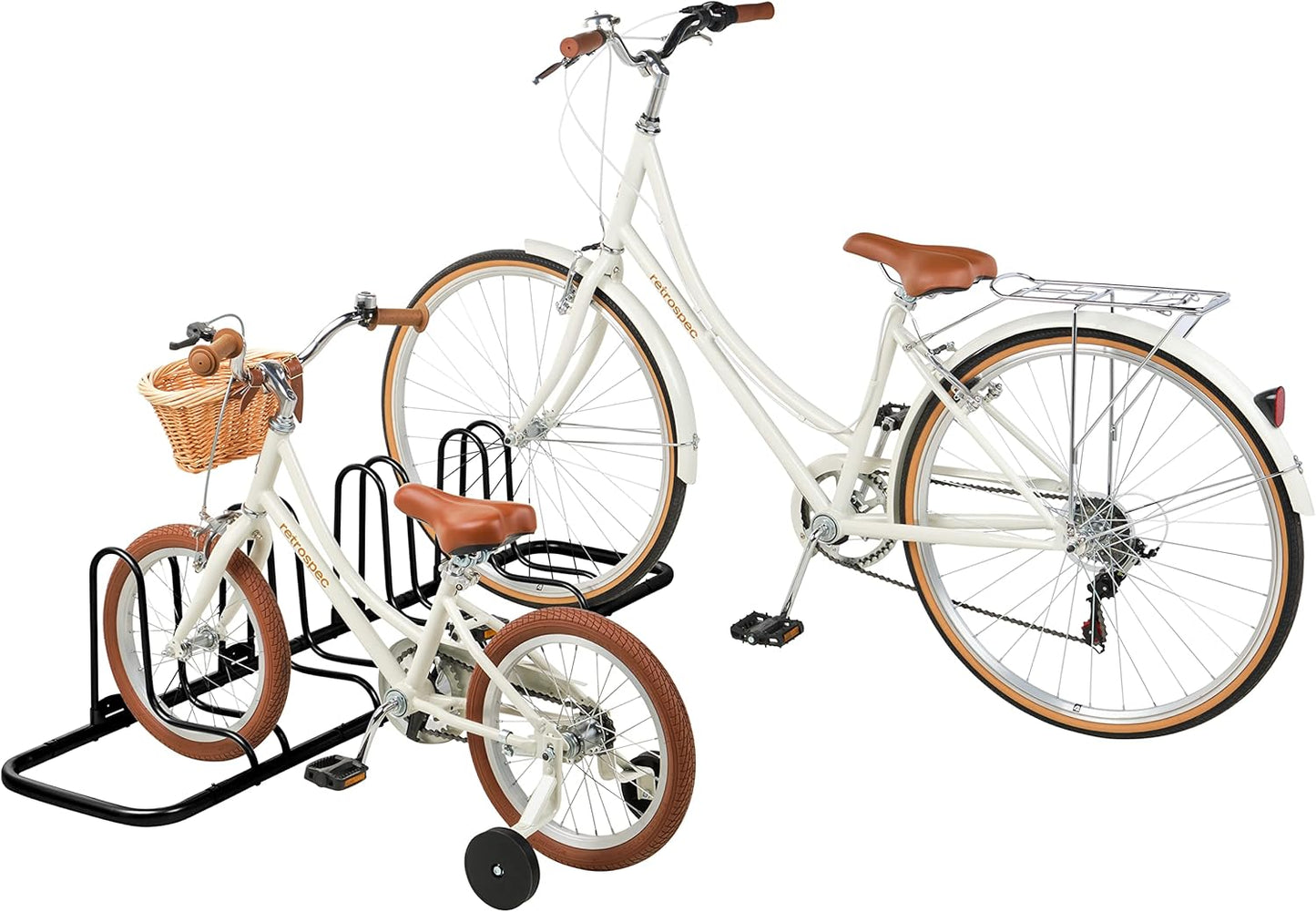 Retrospec Stash Rack 2, 4 & 5 Bike Floor Stand Bicycle Storage Organizer for Mountain Bike, Road Bike, Weather Resistant Fine Powder Steel Coating Fits Wheels up to 3"