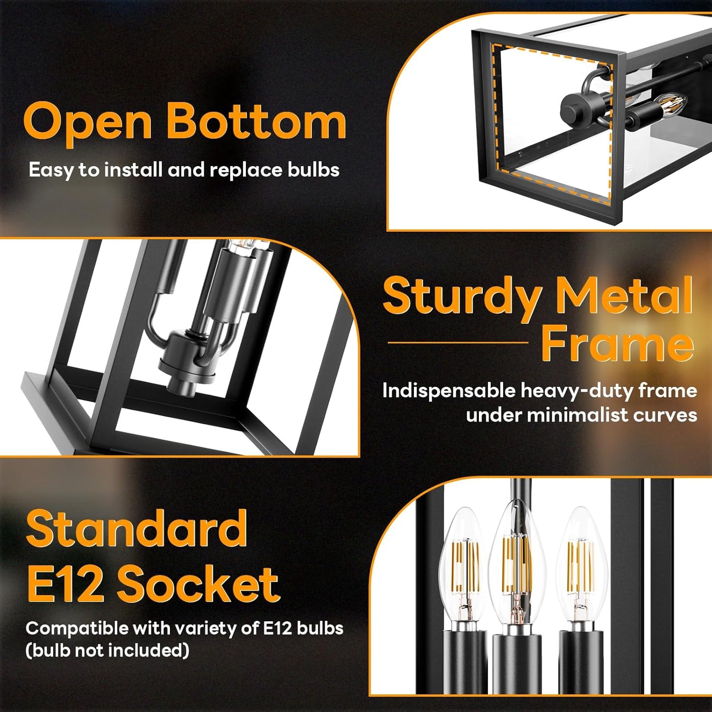 20" Large Dusk to Dawn Exterior Wall Light Fixture 3-Light, Black Outdoor Porch Lantern Wall Mounted, Waterproof Modern Outside Wall Sconce Garage Patio Coach Lamp for House, E12