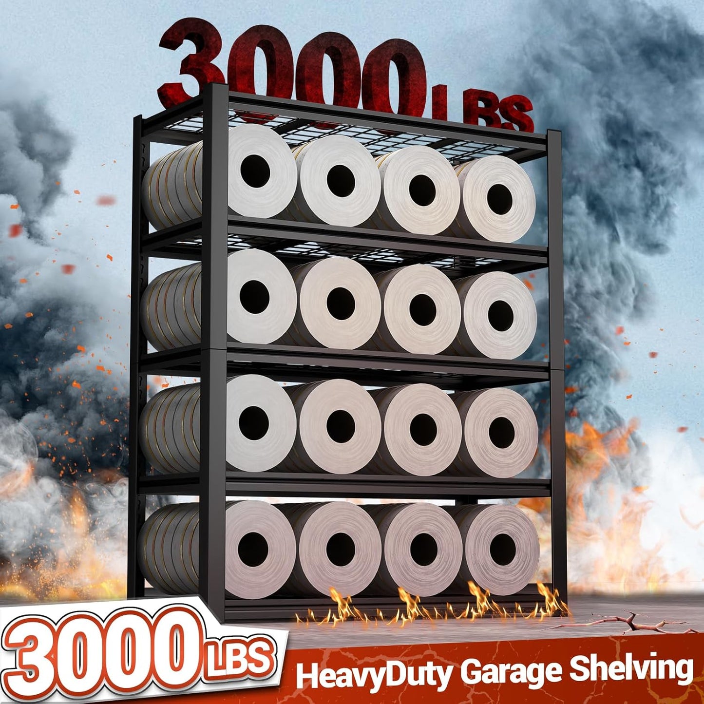 Garage Shelving,5-Tier Metal Storage Shelves,Metal Shelves for Garage Storage,Steel Shelving 24" D x 47" W x 72" H