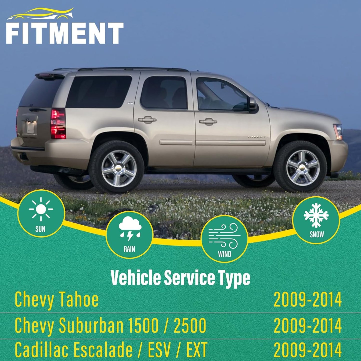 22" 22" 12" Windshield Wiper Blades Replacement for Chevy Chevrolet Tahoe 2009-2014 Chevy Suburban 1500/2500, Cadillac Escalade/ESV/EXT 2009-2014 Front Rear Wipers Set (Pack of 3)