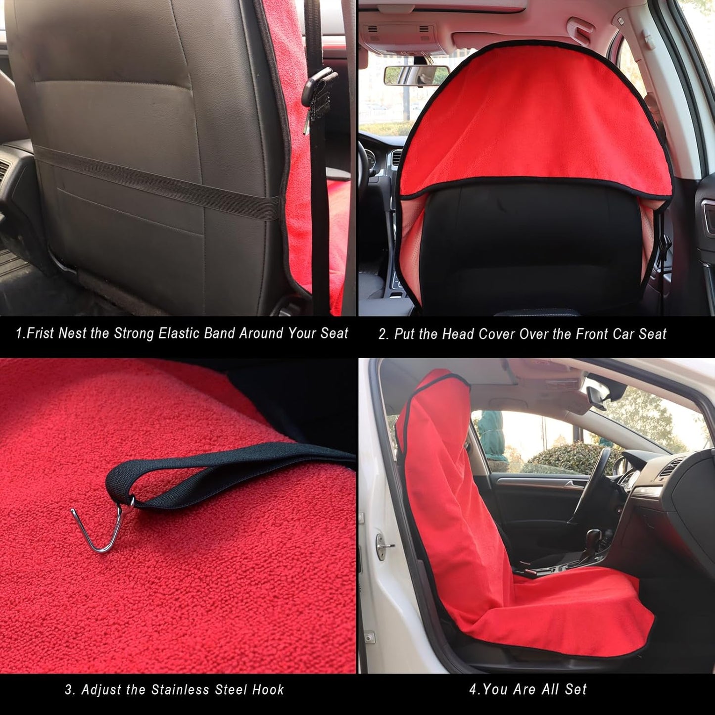 Car Seat Cover Protector Front Seats,for Gym Workout,Running,Swimming,Beach and Hiking,Waterproof Sweat Towel Bucket Seat Covers for Cars SUV Trucks (Red, 2Pcs)