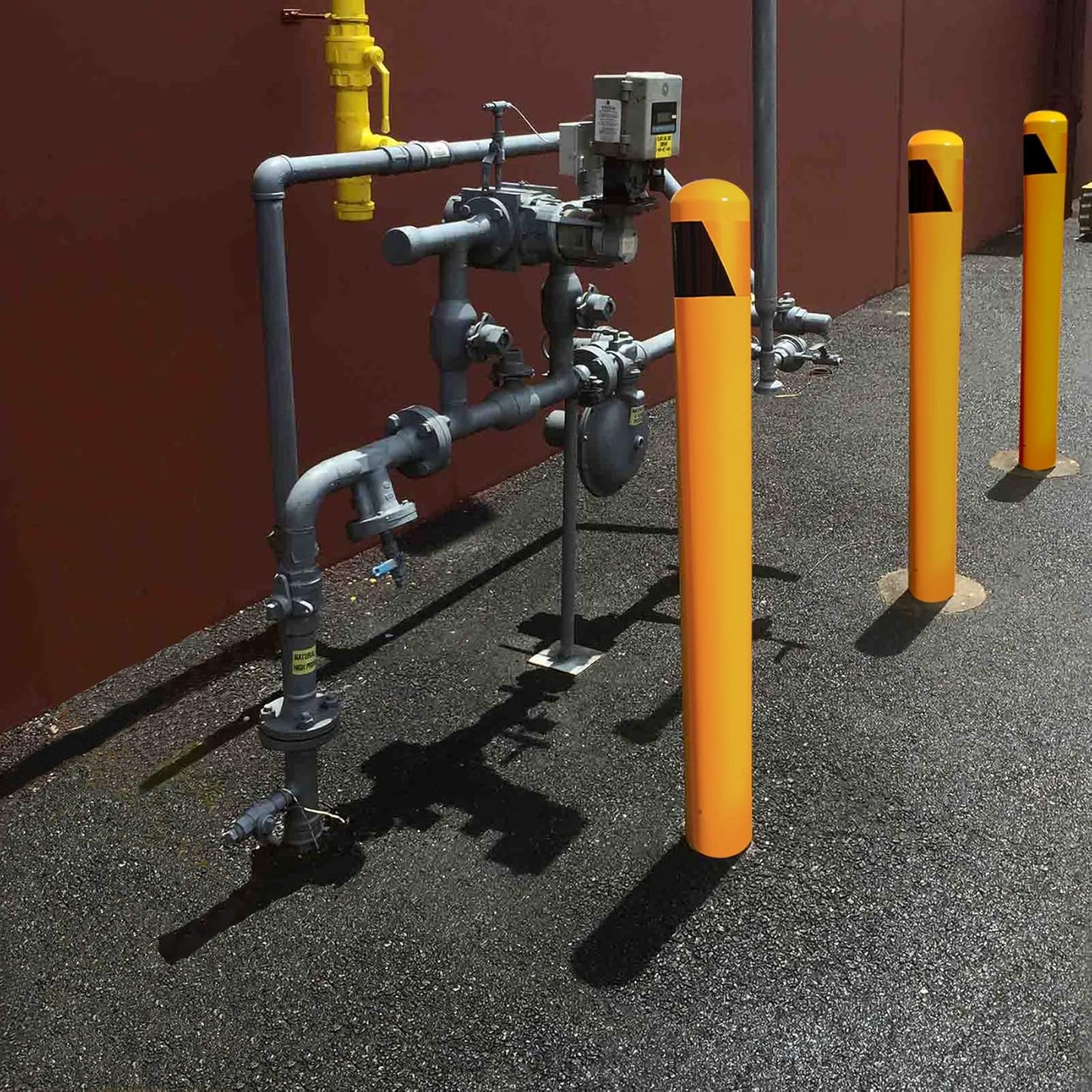 46 inch High Pour in Place Steel Bollard Post, 5-1/2" OD Safety Bollard Yellow Powder Coat, Metal Bollard Parking Barrier