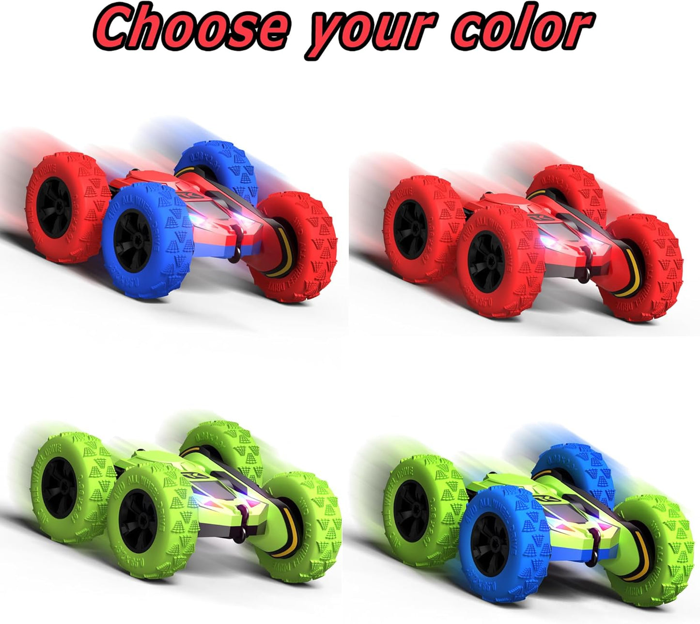 Threeking RC Stunt Car Remote Control Cars with Lights Double-Sided Driving Indoor Outdoor Toys Gifts Presents for 6 7 8 9 10 11 12 Year Old Kids Boys Girls