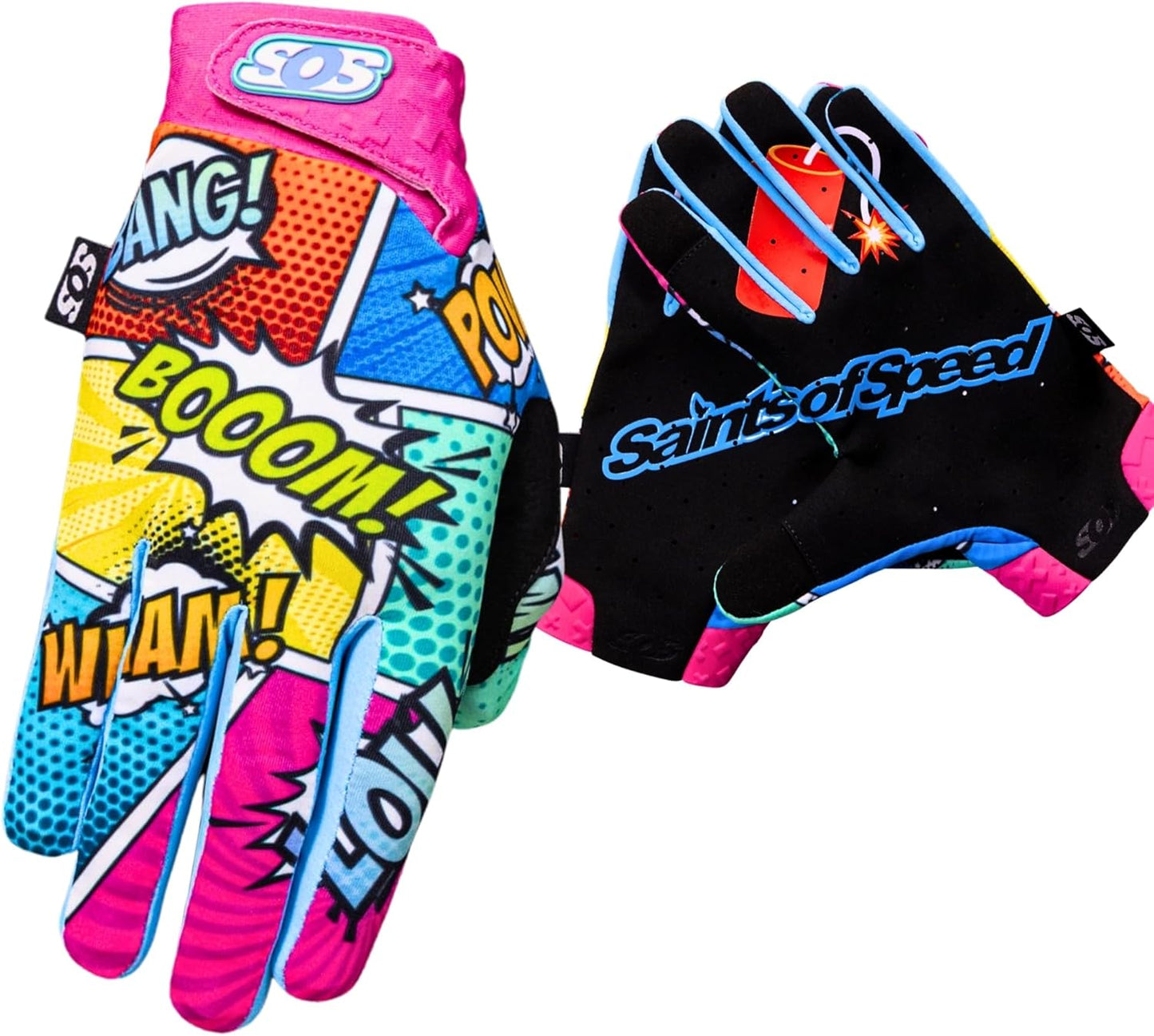 Saints of Speed Dirt Bike Gloves – Motocross, Mountain Bike, Motorcycle, BMX, Jetski, Sim, Karting, Airsoft, Paintball, Driving & Racing Bike Gloves + Phone & Touch Screen Capable