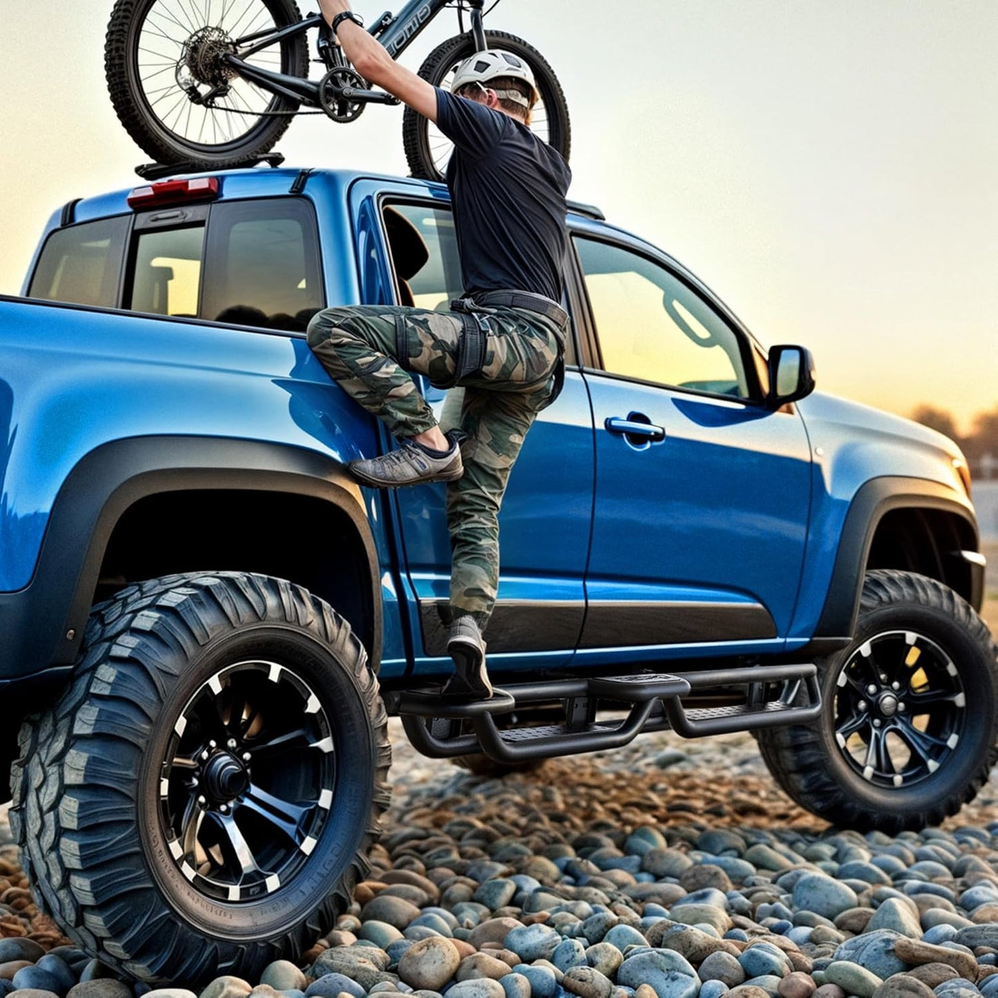 OEDRO Running Boards Compatible with 2019-2025 Chevy Silverado/GMC Sierra 1500, 2020-2025 2500HD 3500HD Crew Cab(Excl. 2019 1500 LD/Limited), Bolt-on Side Steps Steel Nerf Bars