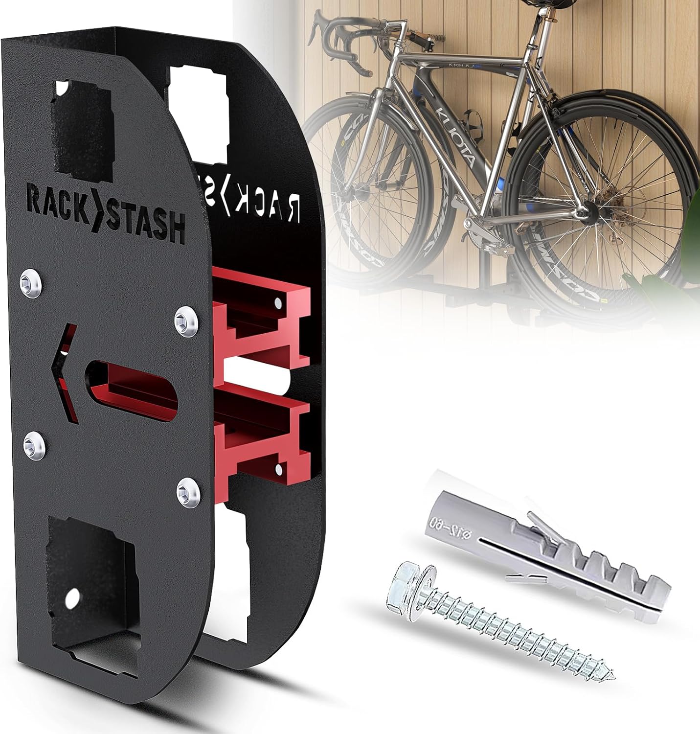 Hitch Wall Mount Bike Rack,Trailer Hitch Wall Mount Receiver Adjustable 1.25" to 2" for Garage Organization,Heavy Duty Hitch Wall Mount Storage Rack Hold 90lbs,Wall Mounted Hitch for Bike Rack/Cargo Carrier