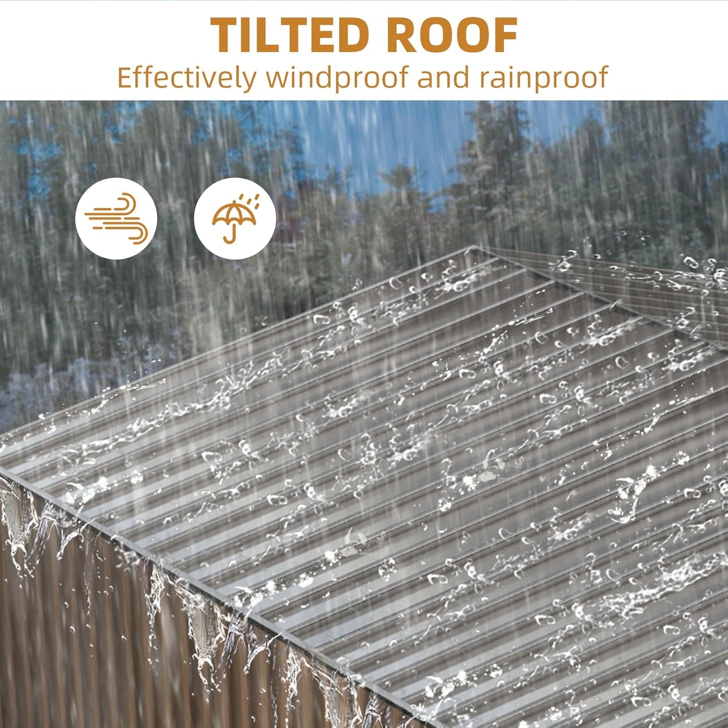 8X8FT Outdoor Metal Storage Shed, Lockable Weatherproof Garden Shed for Tools & Equipment, Durable Galvanized Steel with Sloping Roof & Ventilation, Ideal for Backyard, Patio & Garage Storage, Brown