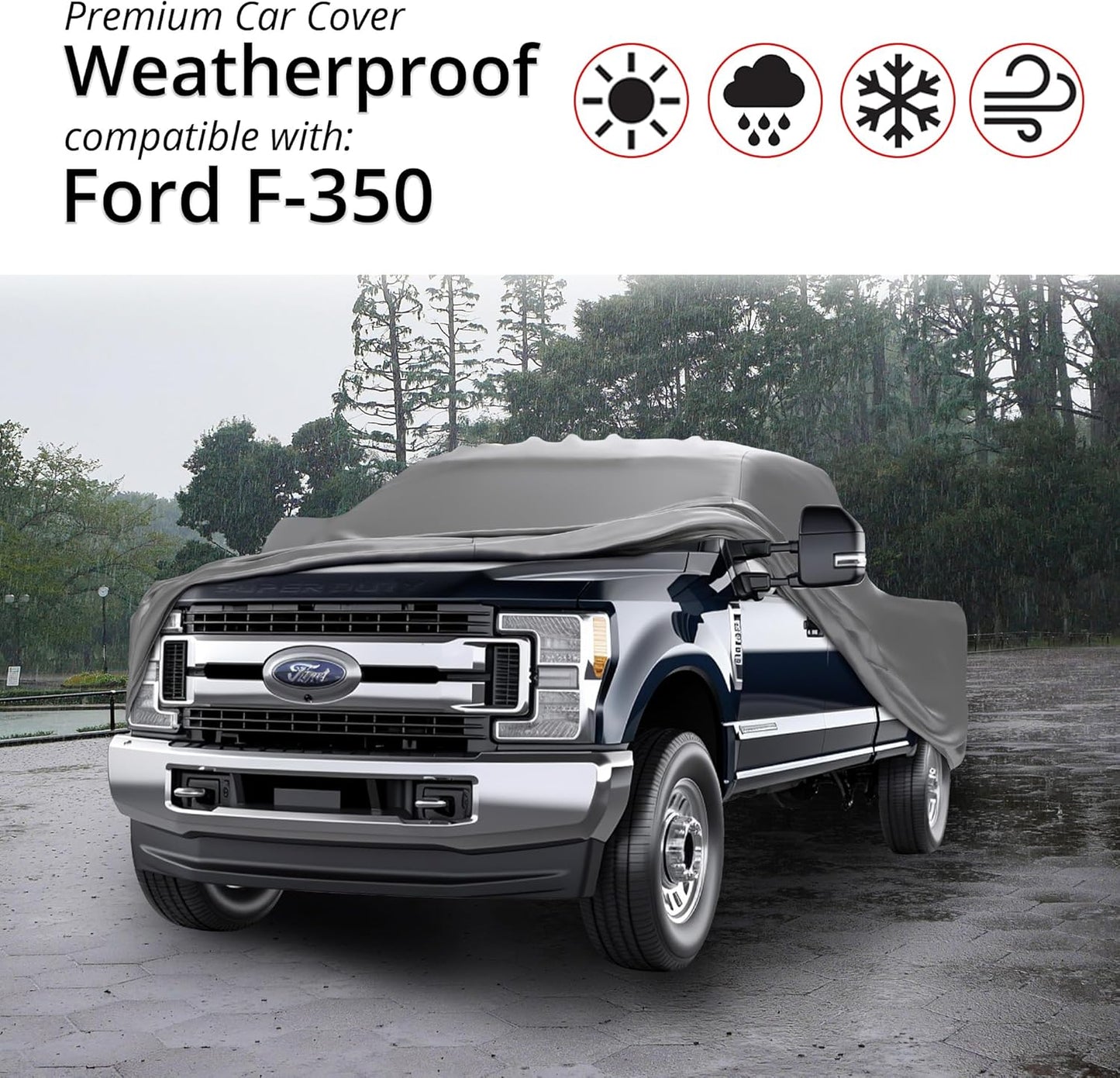 Car Covers Weatherproof Max Truck Cover & Warranty Compatible with Ford 1999-2002 F-350 SuperCab, 6.75 with Camper Shell– Outdoor Cover, Prevents Theft with Cable Lock