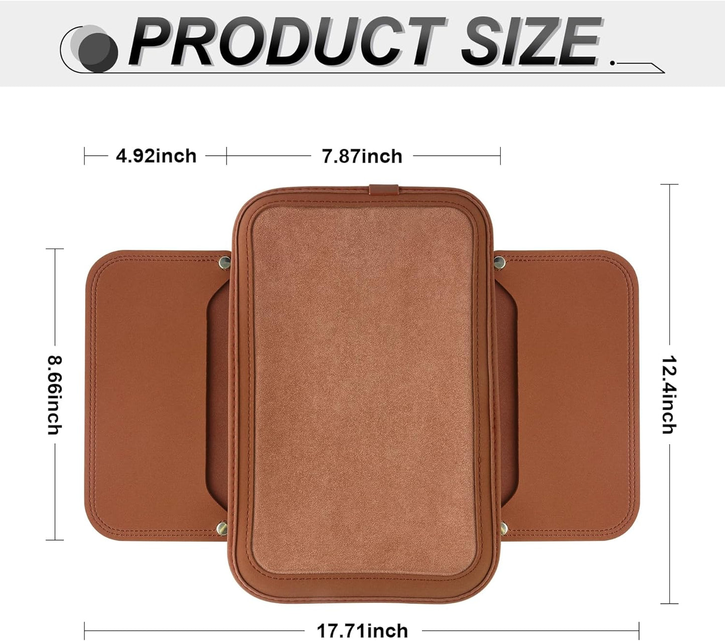 SINGARO Car Leather Center Console Cover with 2 Storage Bags, Universal Furry Fluffy Car Armrest Seat Box Pad, Comfortable Car Interior Accessories, Fits for Most Vehicles (Orange)