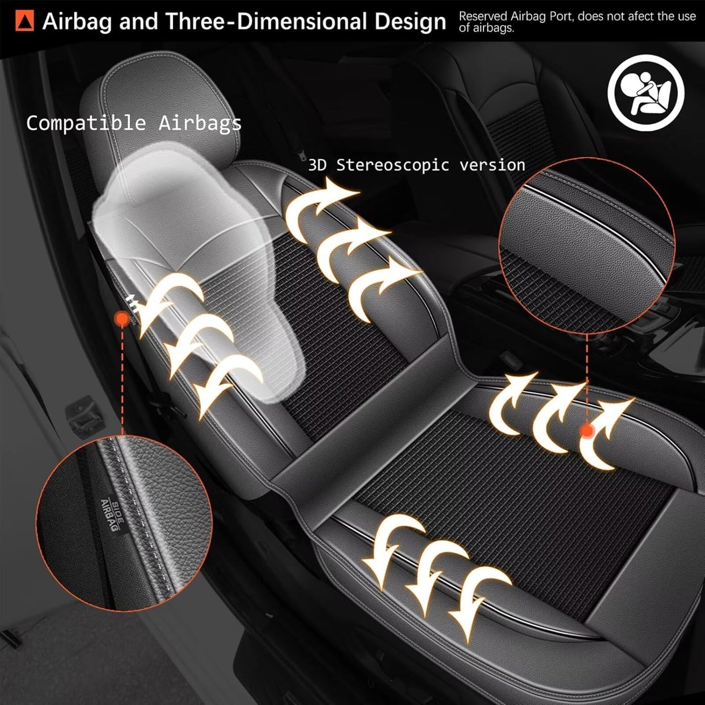 Seat Covers Fit for Toyota Camry: 2012-2025 Car Seat Covers Full Set 5 Seats Leather Ice Silk Breathable Waterproof Automotive Seat Cushion Protector (Black & Gray)