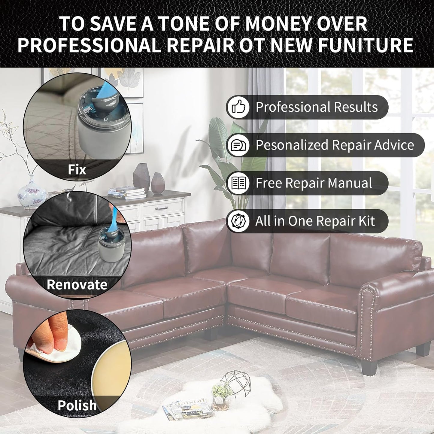 Leather Repair Kit Recoloring Balm Cleaner Conditioner Waterproof Beeswax Oil for Car Seat Furniture Couch Shoe Leather Vinyl(Gray)