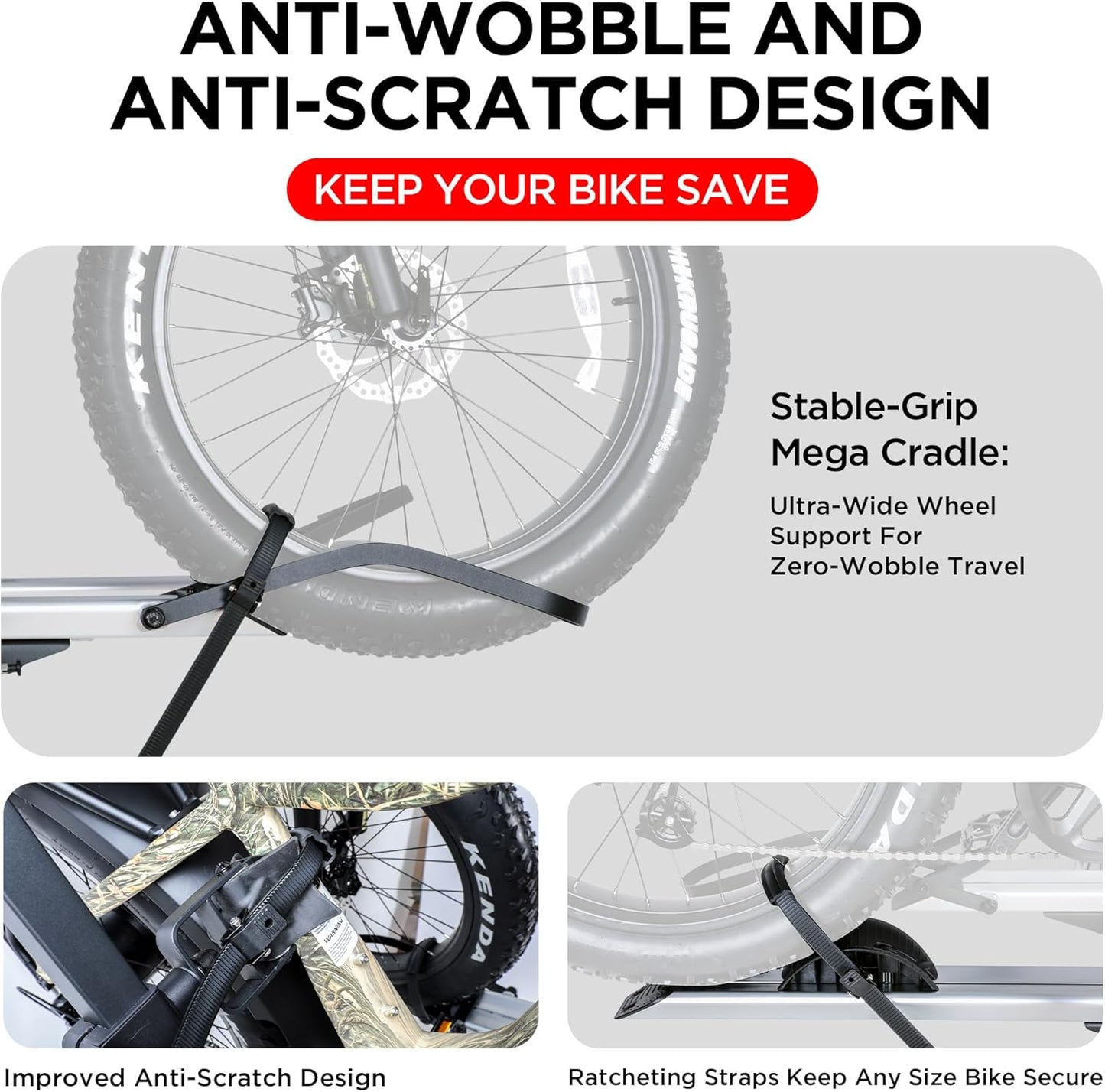 Aluminum Hitch Mounted Bike Carrier 200 LBS Capacity for Standard Bikes and Ebikes, Fit Cars SUV Truck Trailer and RV