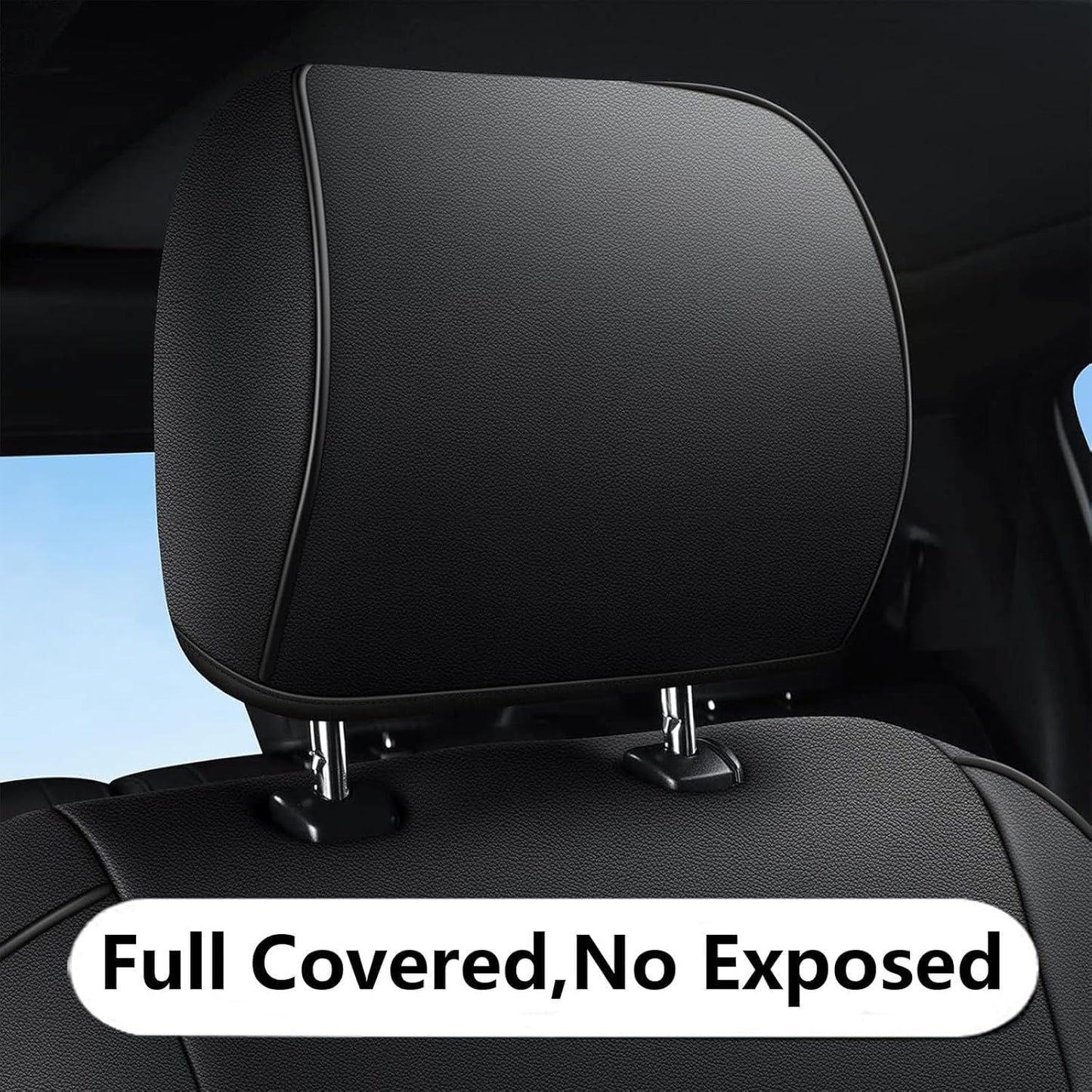 AOMSAZTO Front Seat Covers for Ford F150 XL XLT: 2015-2024 SuperCrew & F250 F350 F450 2017-2024 Super Duty Crew Cab XL XLT Faux Leather Full Set Seat Cover (Black, 2PCS Front)