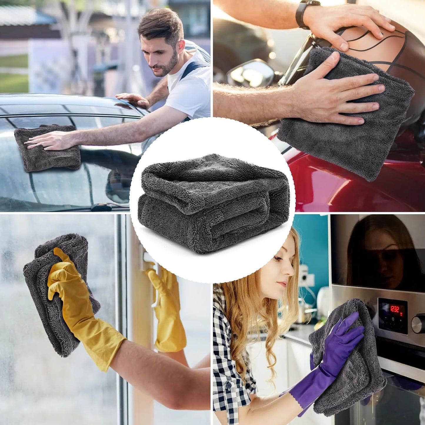 2 Pack 1300 GSM Car Drying Towel,Double-Sided Microfiber Towels for Cars(36" x 24"),Extra Large Ultra Absorbent,Without Residual Lint,Scratches or Water Spots