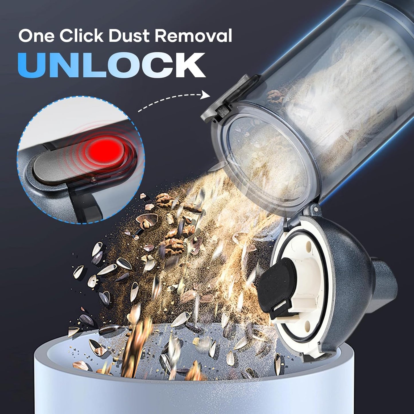 MENDED Handheld Car Vacuum Cleaner Portable Cordless,3 in 1 High Power Hand Vacuum Cordless Rechargeable with One Click Dust Removal for Car,Office and Home Cleaning 15000PA HL127 Silver