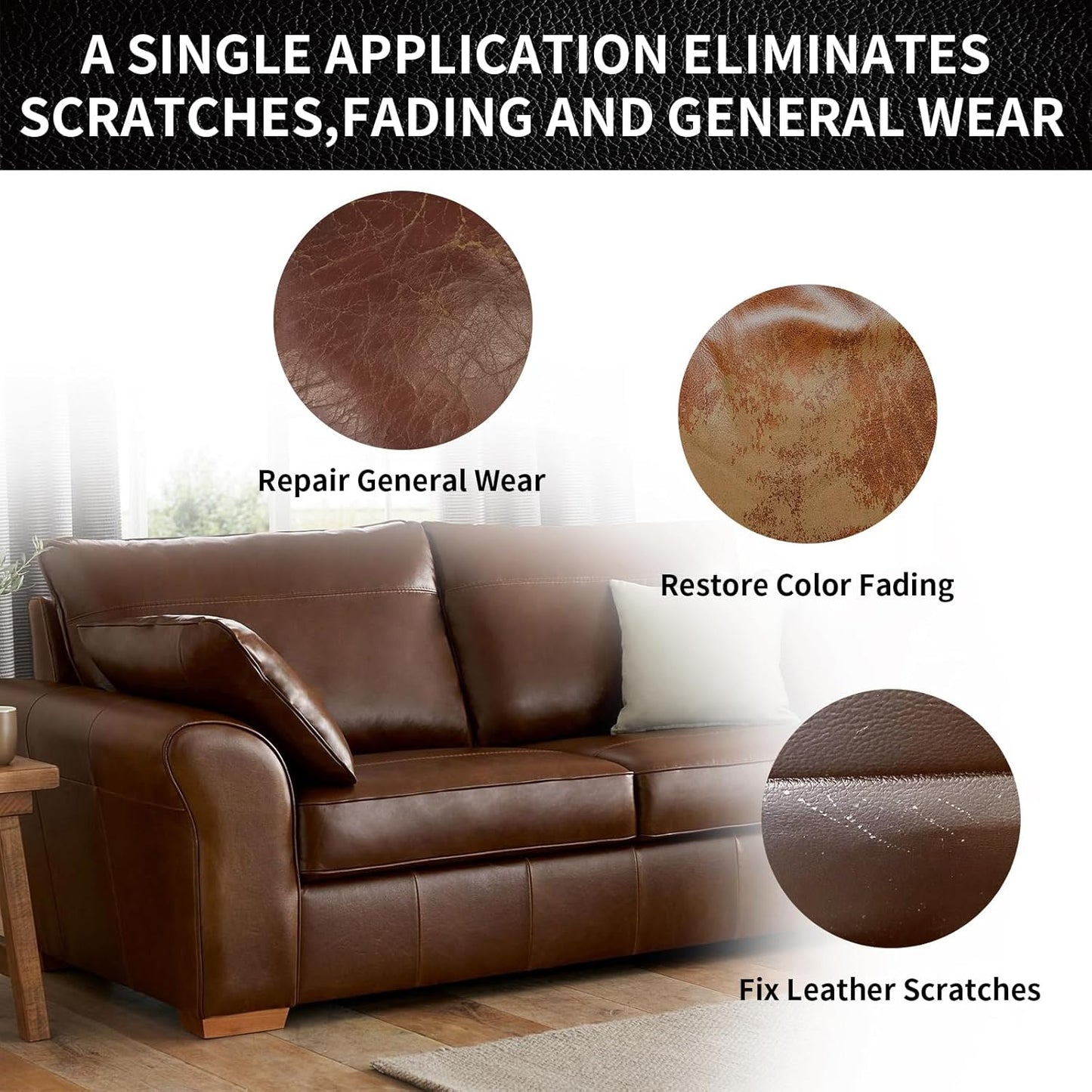 Leather Repair Kit Recoloring Balm Cleaner Conditioner Waterproof Beeswax Oil for Car Seat Furniture Couch Shoe Leather Vinyl(White)