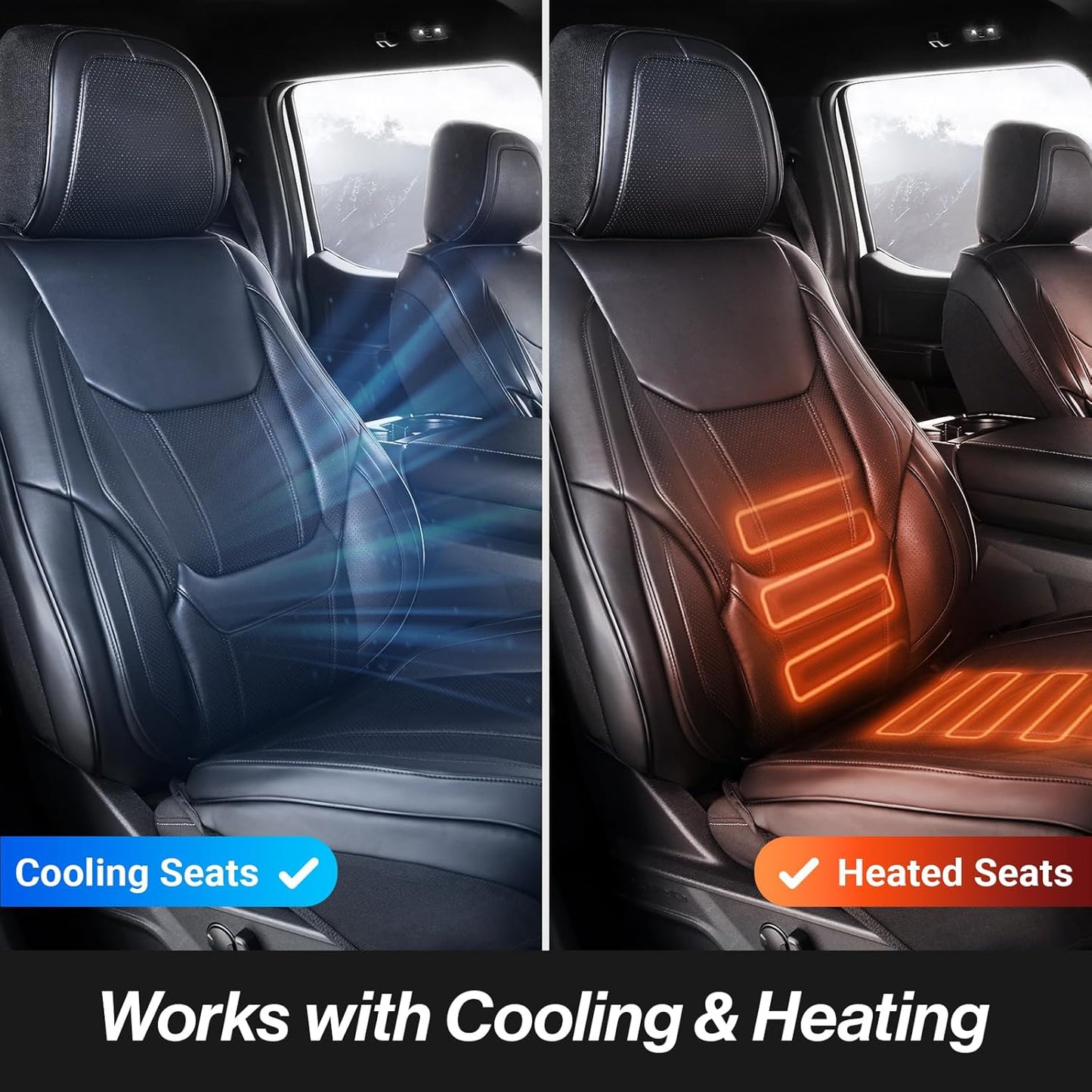 Coverland Custom Car Seat Covers Compatible with 2000-2006 Tundra Regular Cab, Access Cab, Double Cab - Premium Leather Waterproof Interior Protector Front Seat-Black [See Size Chart-Size A61]