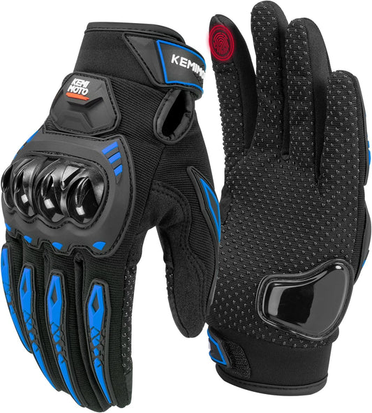 KEMIMOTO Motorcycle Gloves for Men/Women, Touchscreen Dirt Bike Gloves with Shell, Anti-Slip for Motorbike, Riding, Racing, Cycling, Dirt Bike, ATV, UTV, Motocross, BMX, Hiking