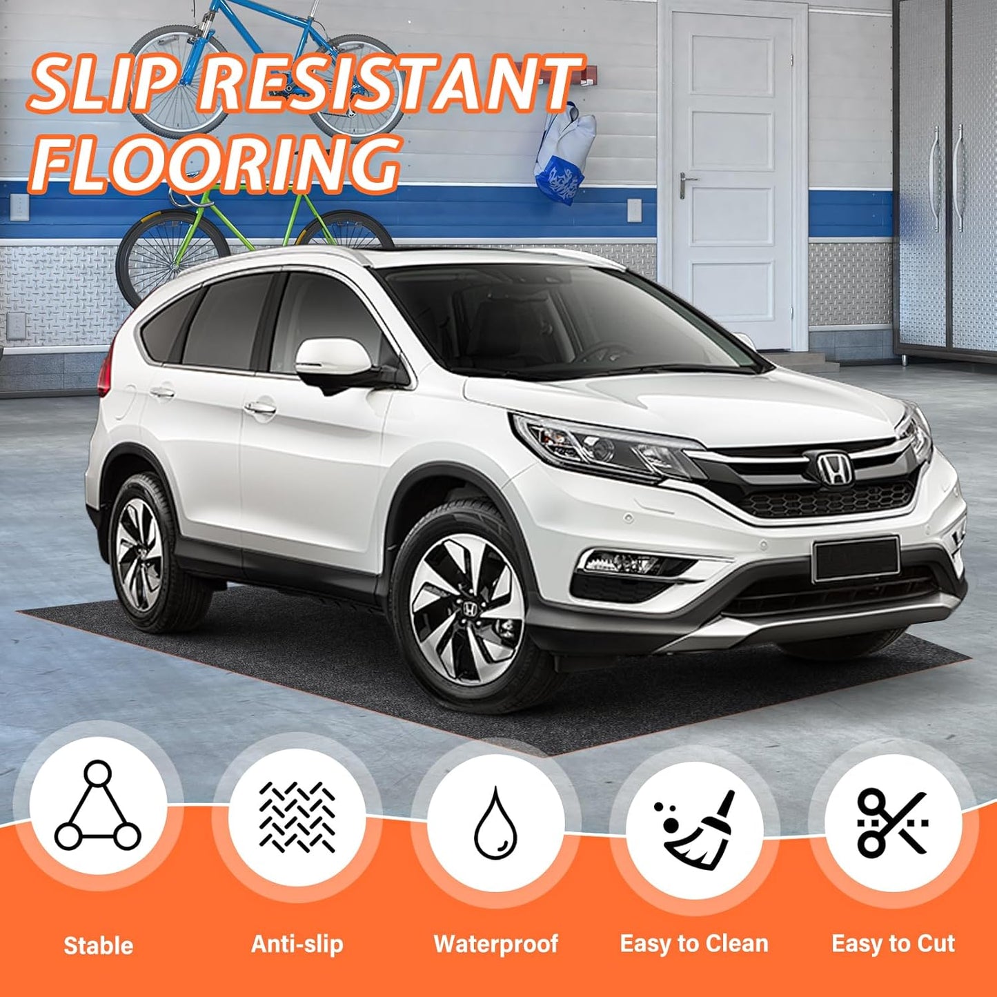 8.5 X 6.6 Ft Heavy Duty Oil Spill Mat, Garage Floor Mat for Under Car, 1/4inch Thicked Waterproof Rubber Backing Mat Protect Floor, Reusable Oil Drip Leak Absorbent Pads (Black, 8.5' x 6.6')