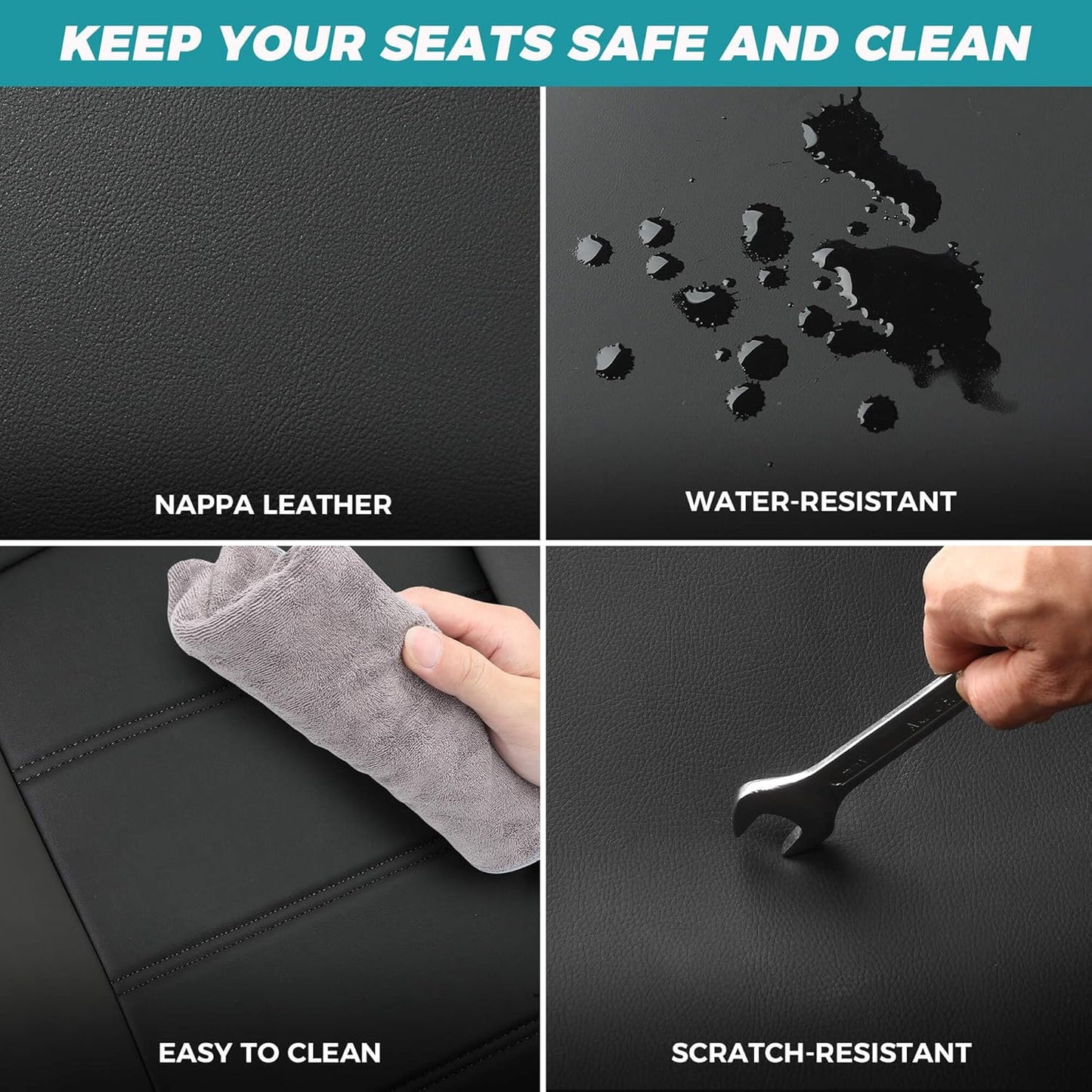 Seat Covers for Toyota 4Runner 2011-2024, Faux Leather Car Seat Cover Full Set, 2-Row-Only for 5 Seats Version-BlackRed