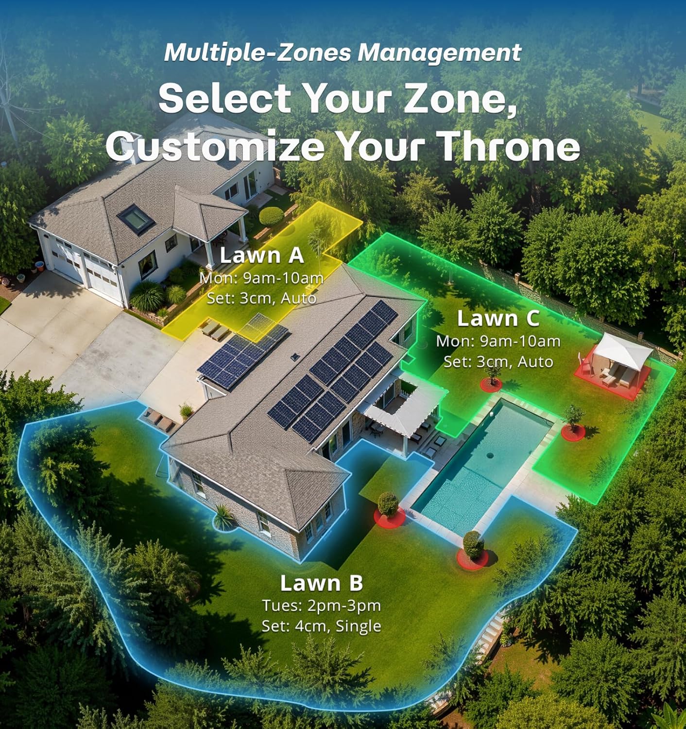 Robot Lawn Mower No Wire T1200Pro 2025 with L-Shape Wall Mount Rod, Automatic Robot Mower, Ride-on Edge Mowing, Multiple Zones Management, AI Obstacle Avoidance, for Lawn Up to 0.37 Acre