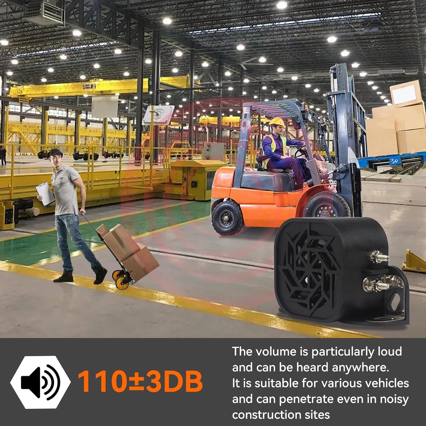 760 Back-up Alarm 12V-48V 110dB IP67 Waterproof Dust-Proof Reversing Warning Alarm with Super Loud Beeper Tone for Truck Van Forklift Car Lorry Agricultural Vehicles