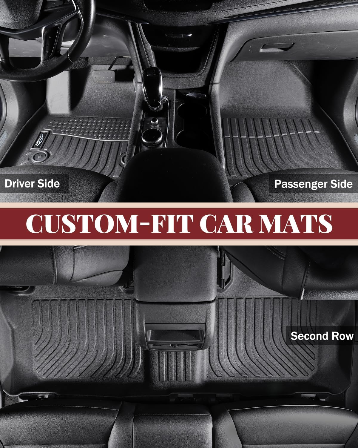 Icyhaws® Floor Mats & Cargo Liner Set for Buick Envision 2021-2025 | All Weather TPE Rubber Car Mats Full Set Automotive Accessories for Buick Envision | Front, 2nd Row & Trunk Mat