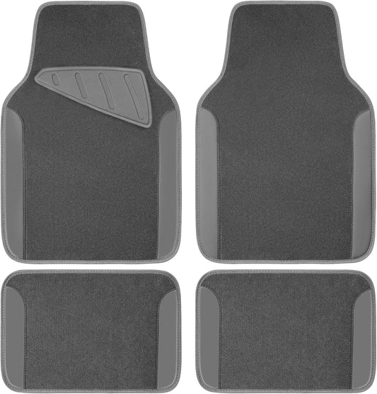 CAR PASS Waterproof Universal Fit Car Floor Mats, Car Mats Fit for SUV,Vans,sedans, Trucks,Set of 4pcs Car Carpet with Driver Heel Pad (All Gray)