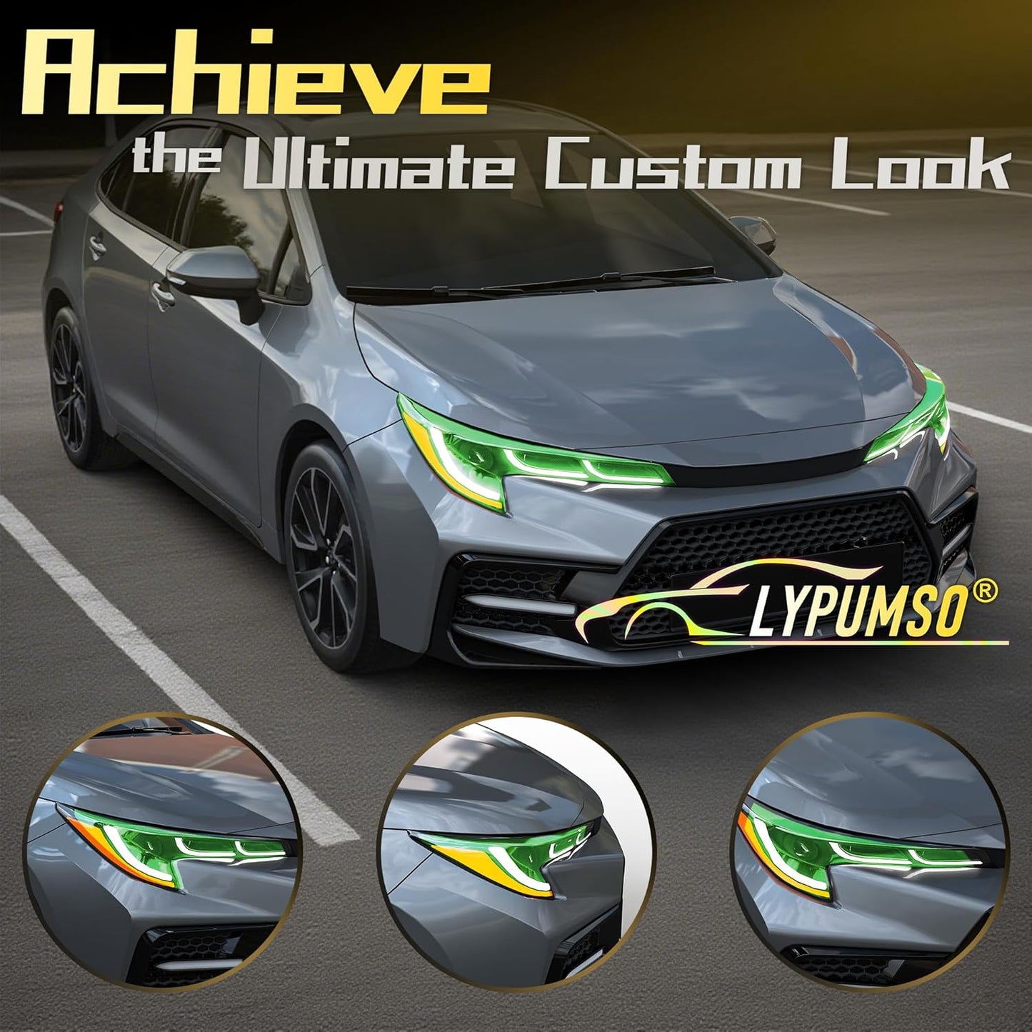 Lypumso 16 x 60 Inches Headlight Taillight Car Tint Vinyl Film, Self Adhesive Fog Lights Sticker Sheet Roll for Car Lights Cover Protection (Green)