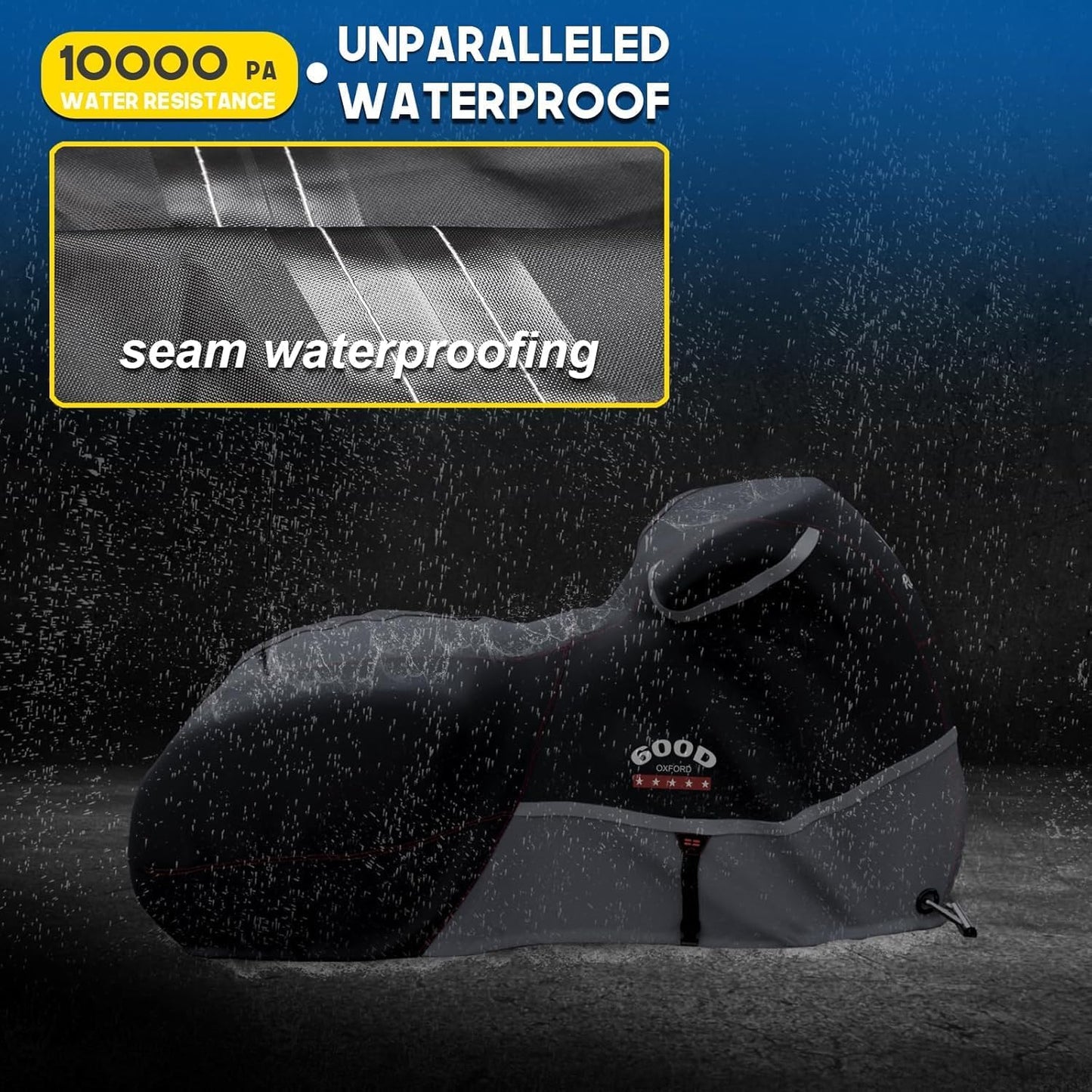 Rosefray Motorcycle Cover 600D Heavy Duty All Season Universal Weather Waterproof Sun Outdoor Protection Durable Night Reflective& 96" XXL Vehicle Cover/Gray