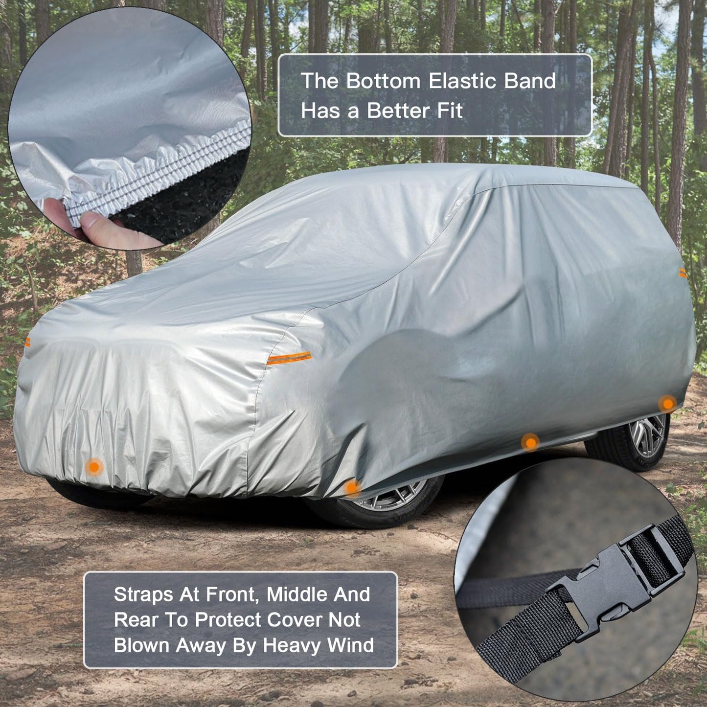 Kayme Large SUV Car Cover Waterproof All Weather, Outdoor Full Size SUV Cover Rain Sun UV Protection, Universal Fit Chevrolet Chevy Suburban, GMC Yukon XL, Ford Expedition Max (215-230 inch)