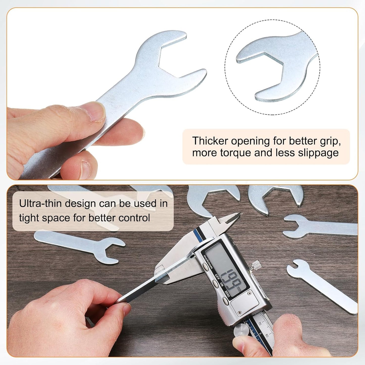 HARFINGTON 10pcs Small Wrench 20x126x2.8mm Metric U-Shaped Single Open Ended Spanner Super Thin Flat Head Galvanizing Wrench for Automotive Repair Furniture Assembly