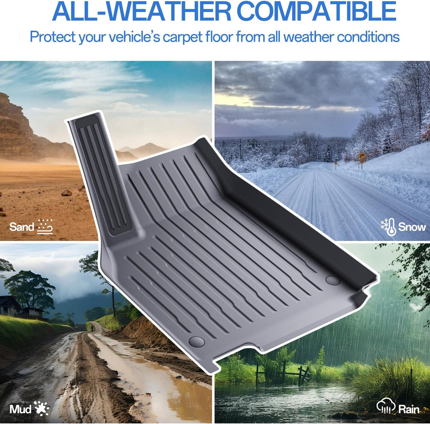 Floor Mats Fit for Model Y 2026-2025 Juniper 5-Seat - Custom Fit All Weather Front & Rear Row TPE Car Mats Floor Liners, 3-Piece (Not Fit 7-Seat)